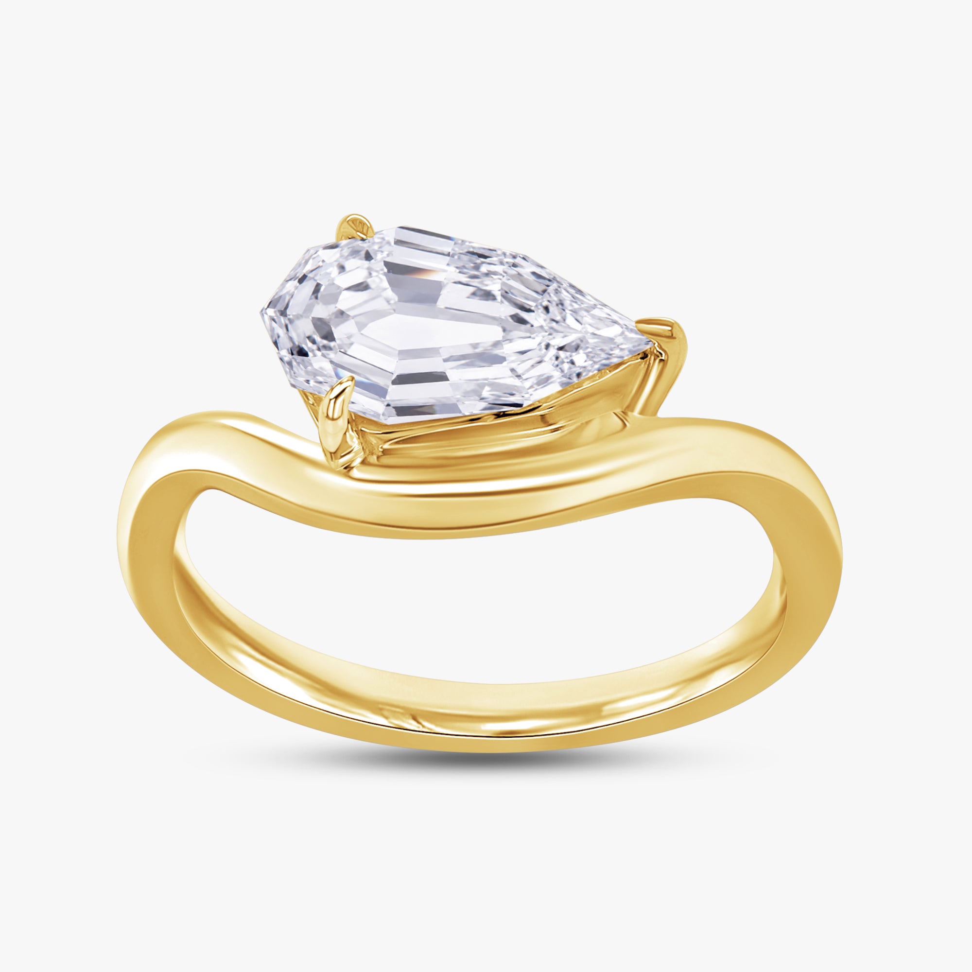 1.00 Carat Pear Shape Lab Grown Diamond Swirl Solitaire Ring