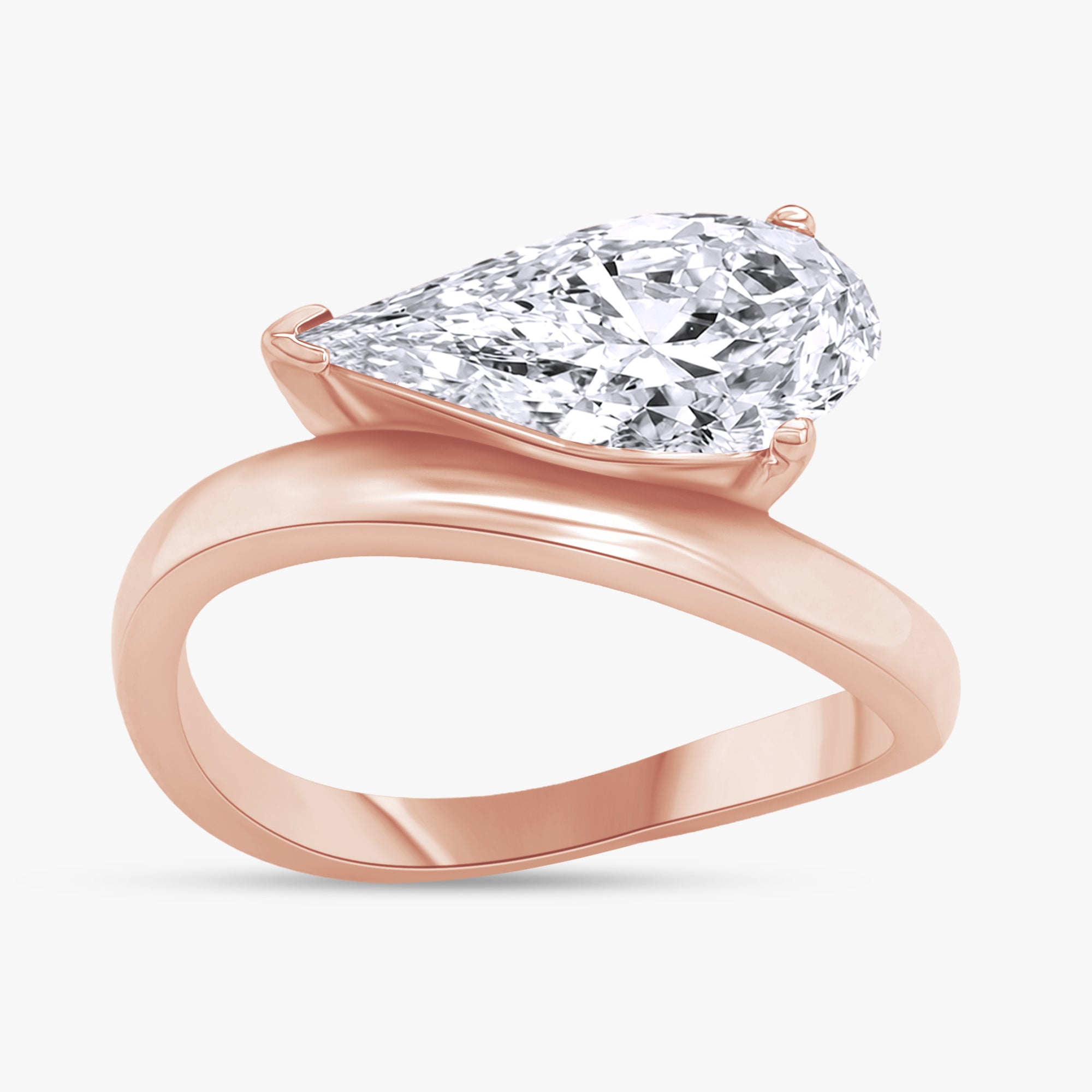 1.15 Carat Pear Shape Lab Grown Diamond Swirl Solitaire Ring