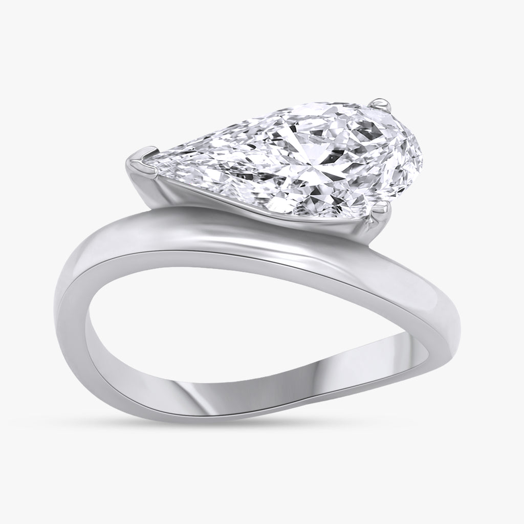 1.15 Carat Pear Shape Lab Grown Diamond Swirl Solitaire Ring
