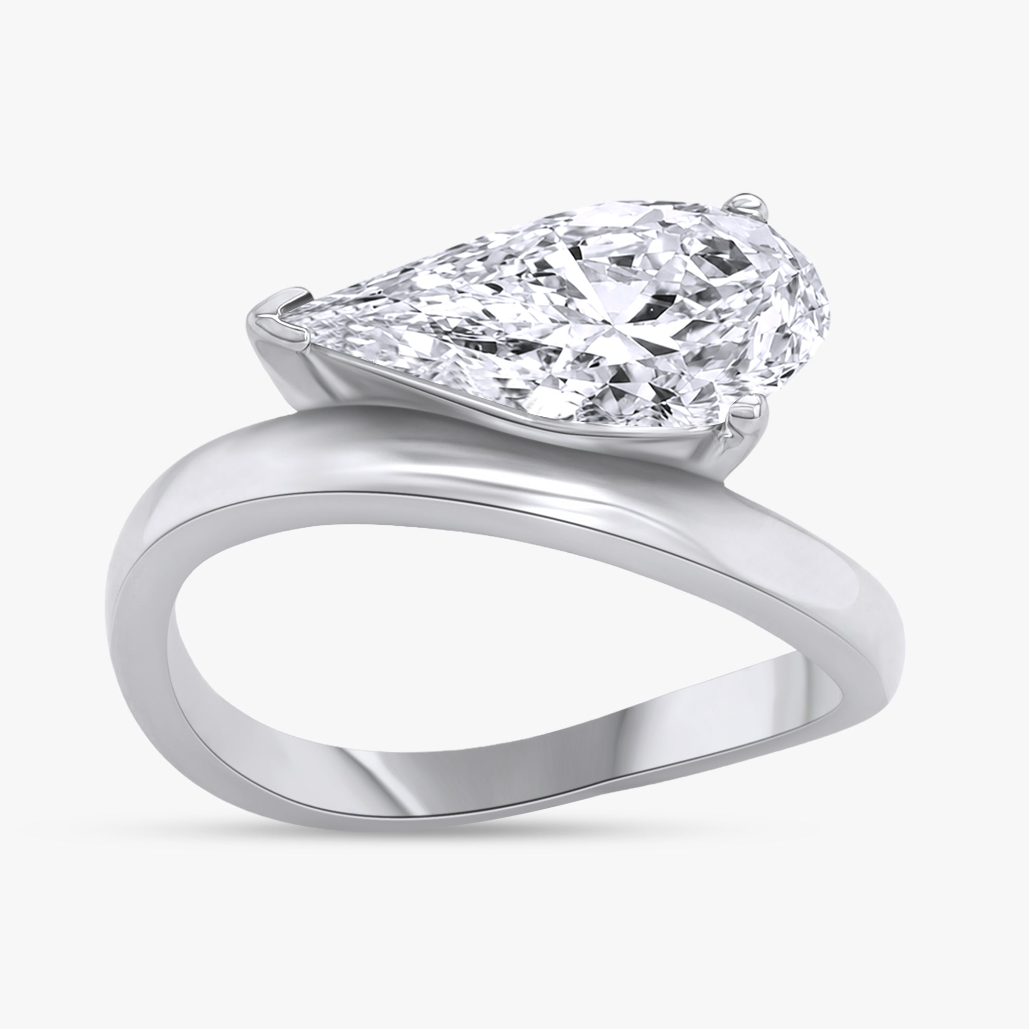 1.15 Carat Pear Shape Lab Grown Diamond Swirl Solitaire Ring