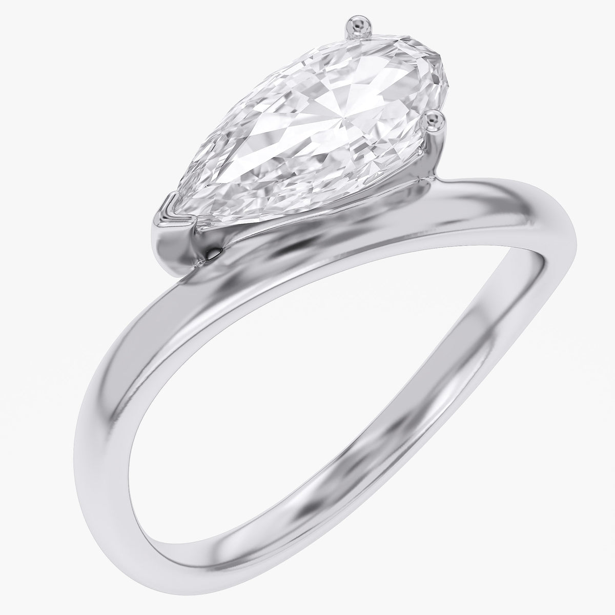 1.15 Carat Pear Shape Lab Grown Diamond Swirl Solitaire Ring