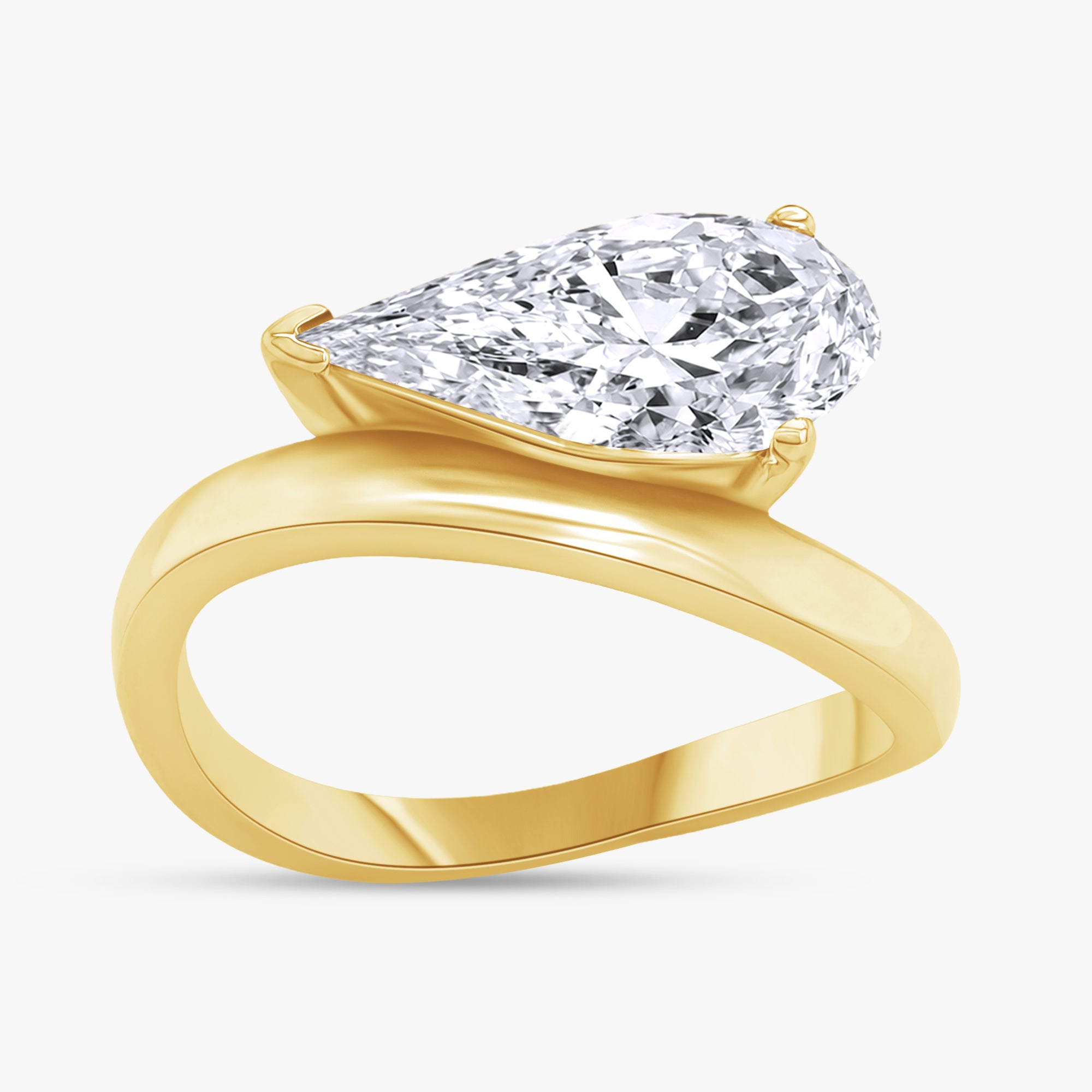 1.15 Carat Pear Shape Lab Grown Diamond Swirl Solitaire Ring