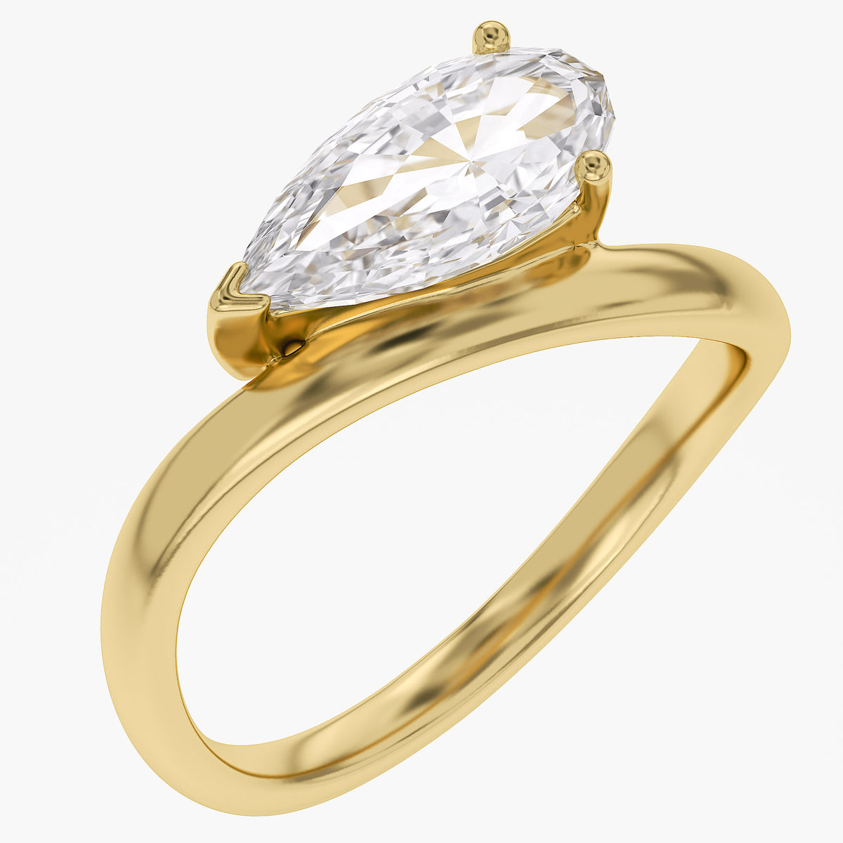 1.15 Carat Pear Shape Lab Grown Diamond Swirl Solitaire Ring