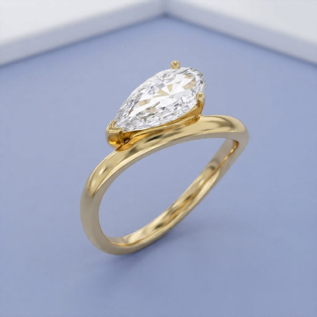 1.15 Carat Pear Shape Lab Grown Diamond Swirl Solitaire Ring