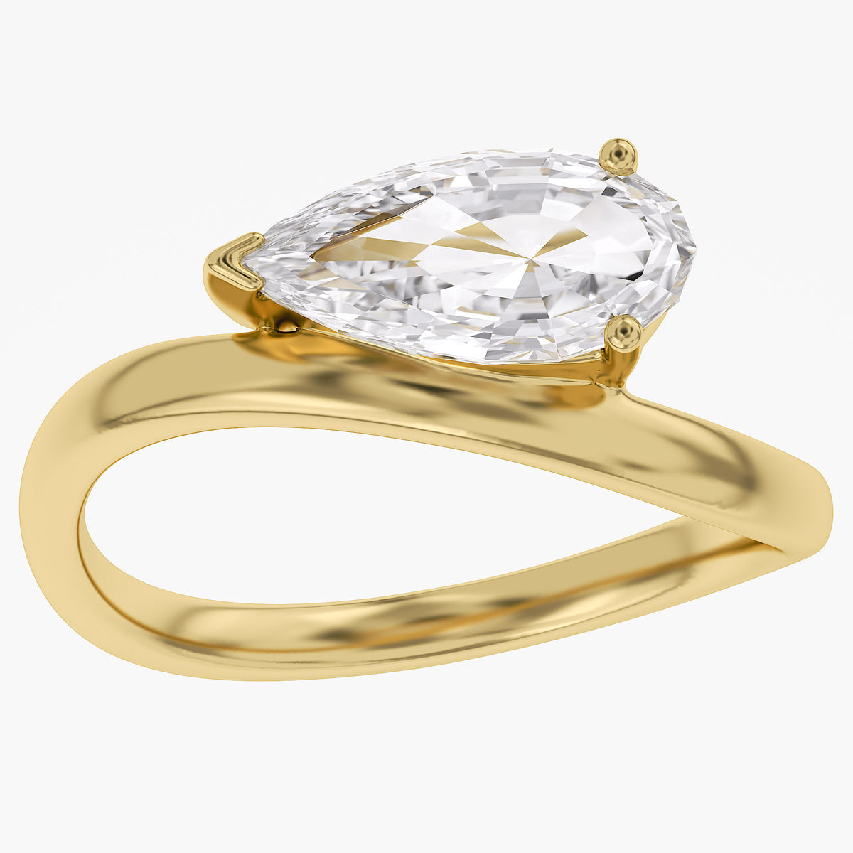 1.15 Carat Pear Shape Lab Grown Diamond Swirl Solitaire Ring