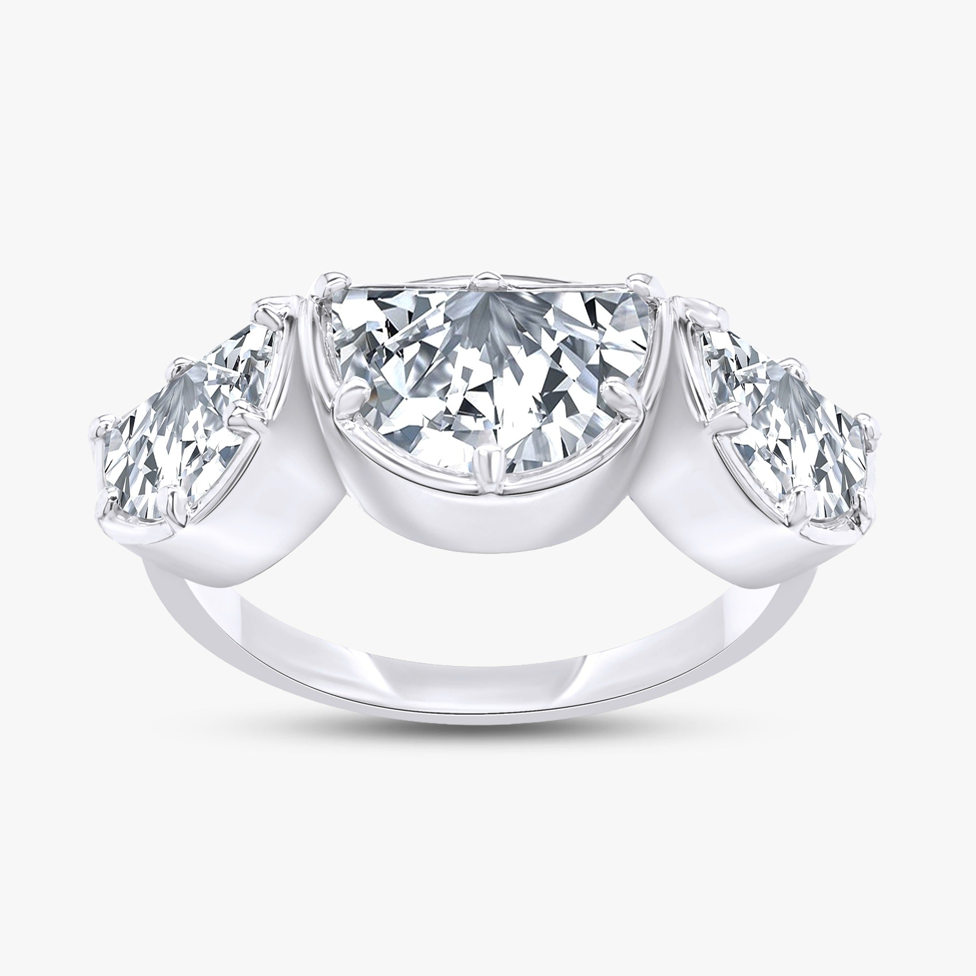 2.15 CT Fancy Cut Lab Grown Diamond Three-Stone Engagement Ring