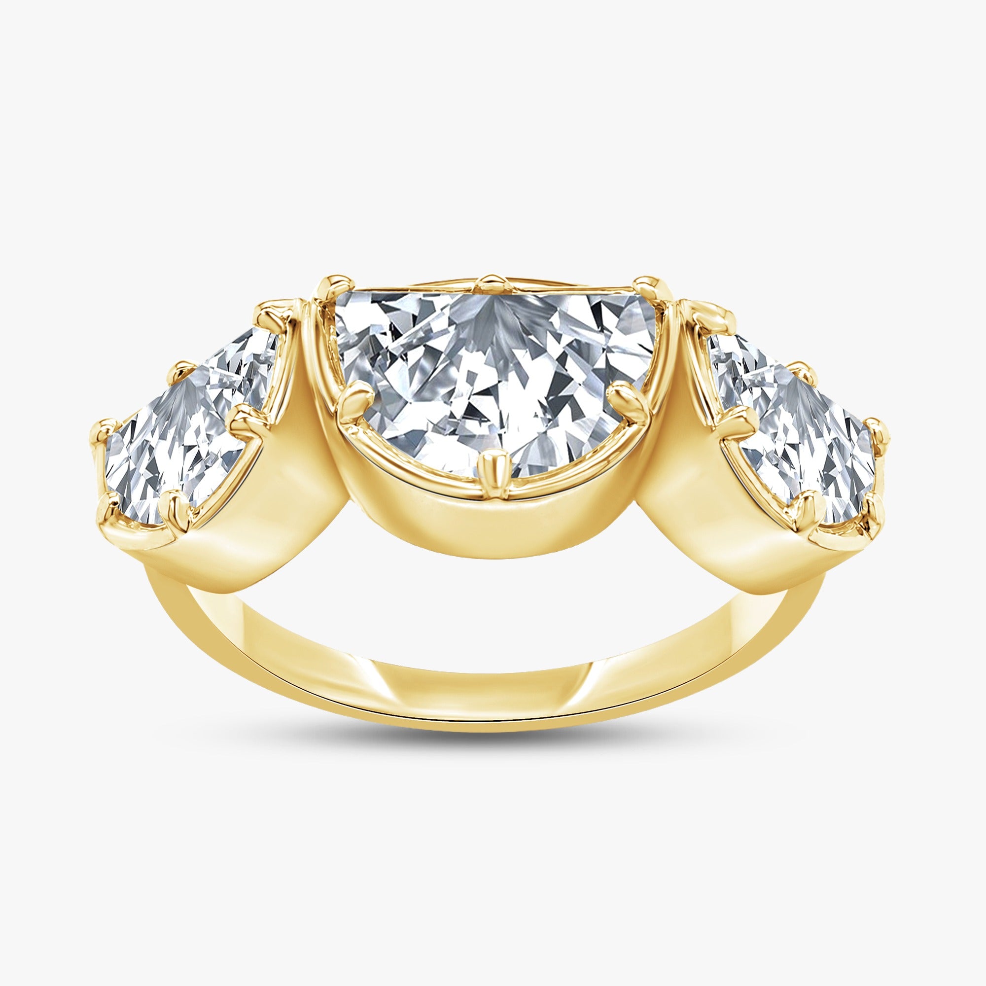 2.15 CT Fancy Cut Lab Grown Diamond Three-Stone Engagement Ring