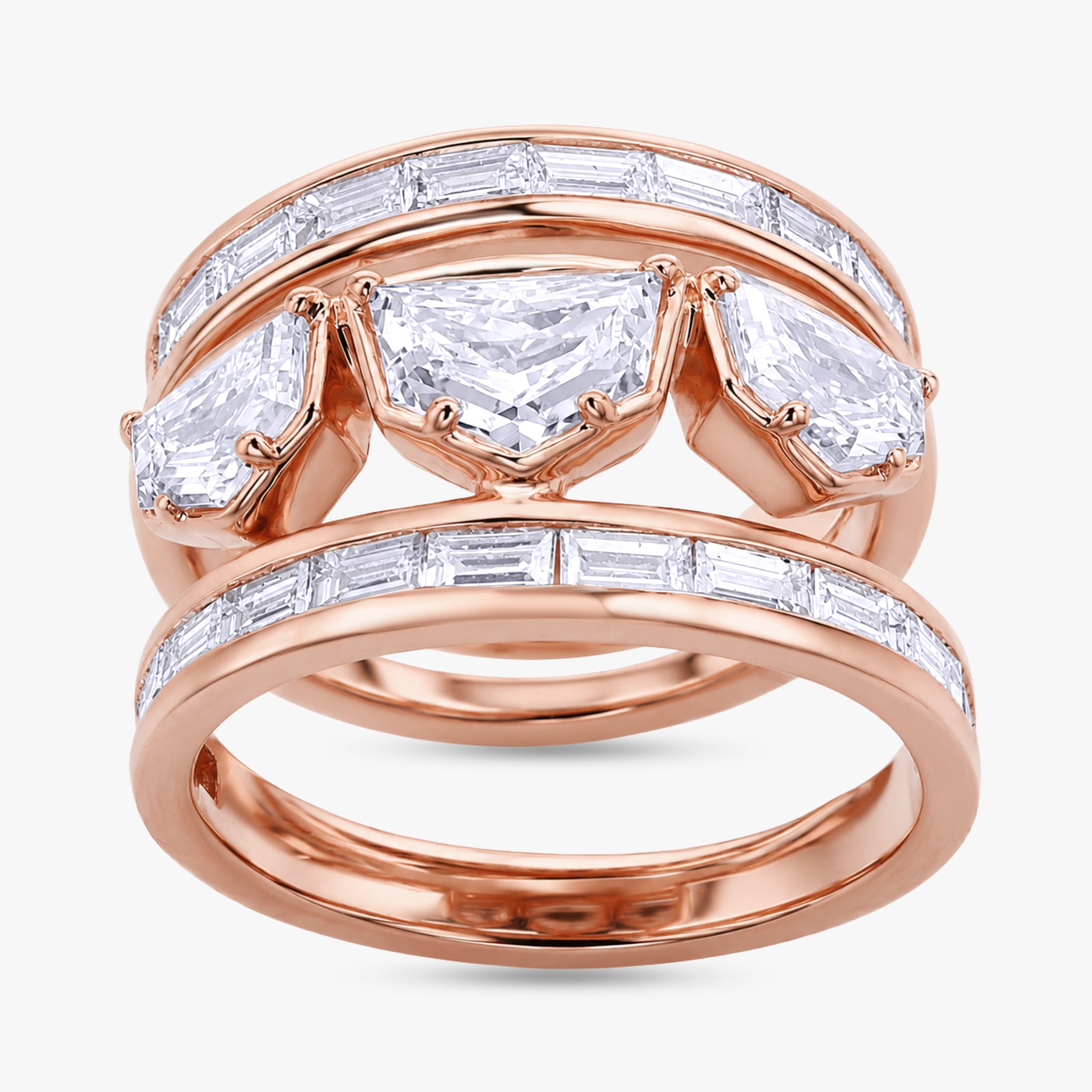 2.75 Carat Epaullete and Baguette Cut Lab Grown Diamond Oura Ring