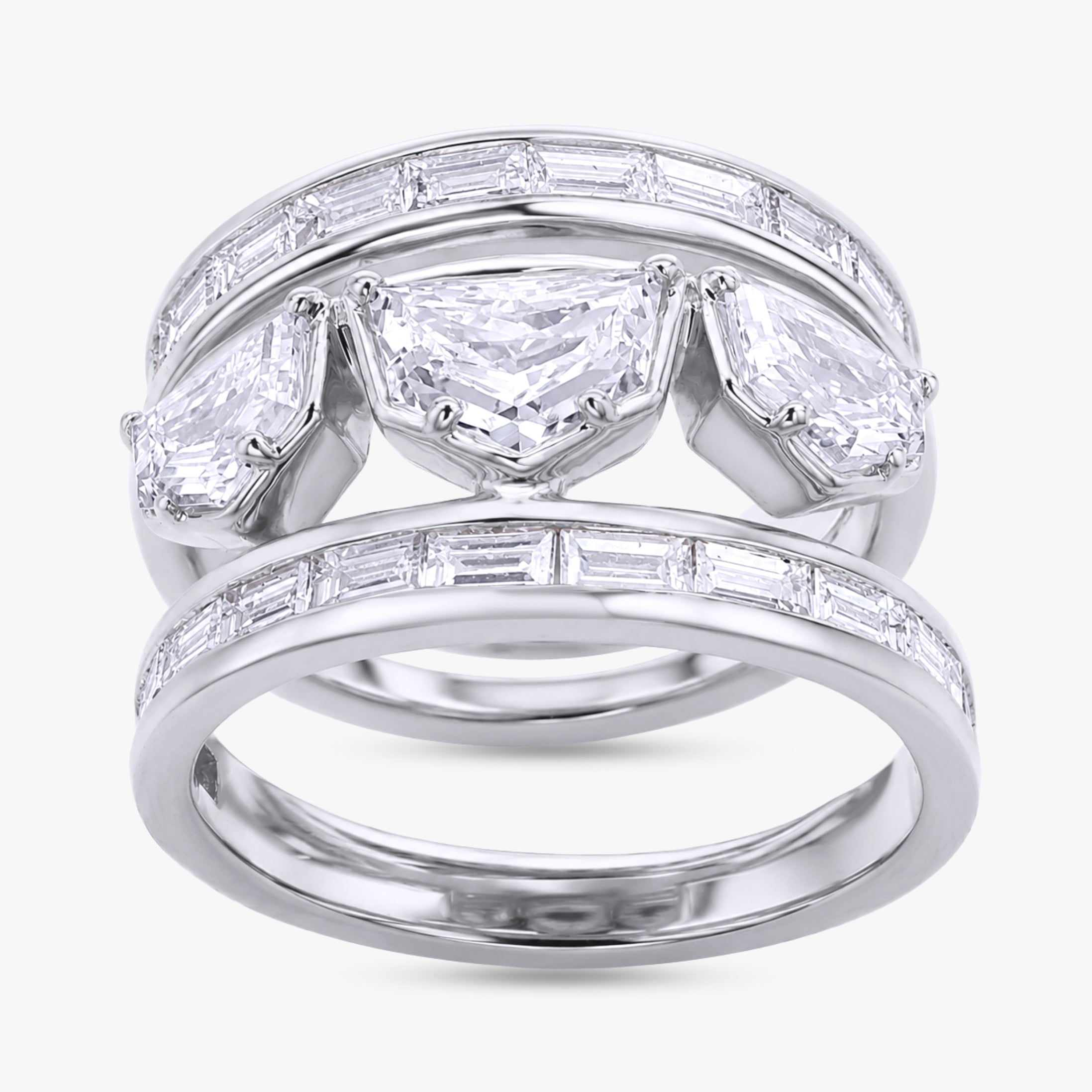 2.75 Carat Epaullete and Baguette Cut Lab Grown Diamond Oura Ring