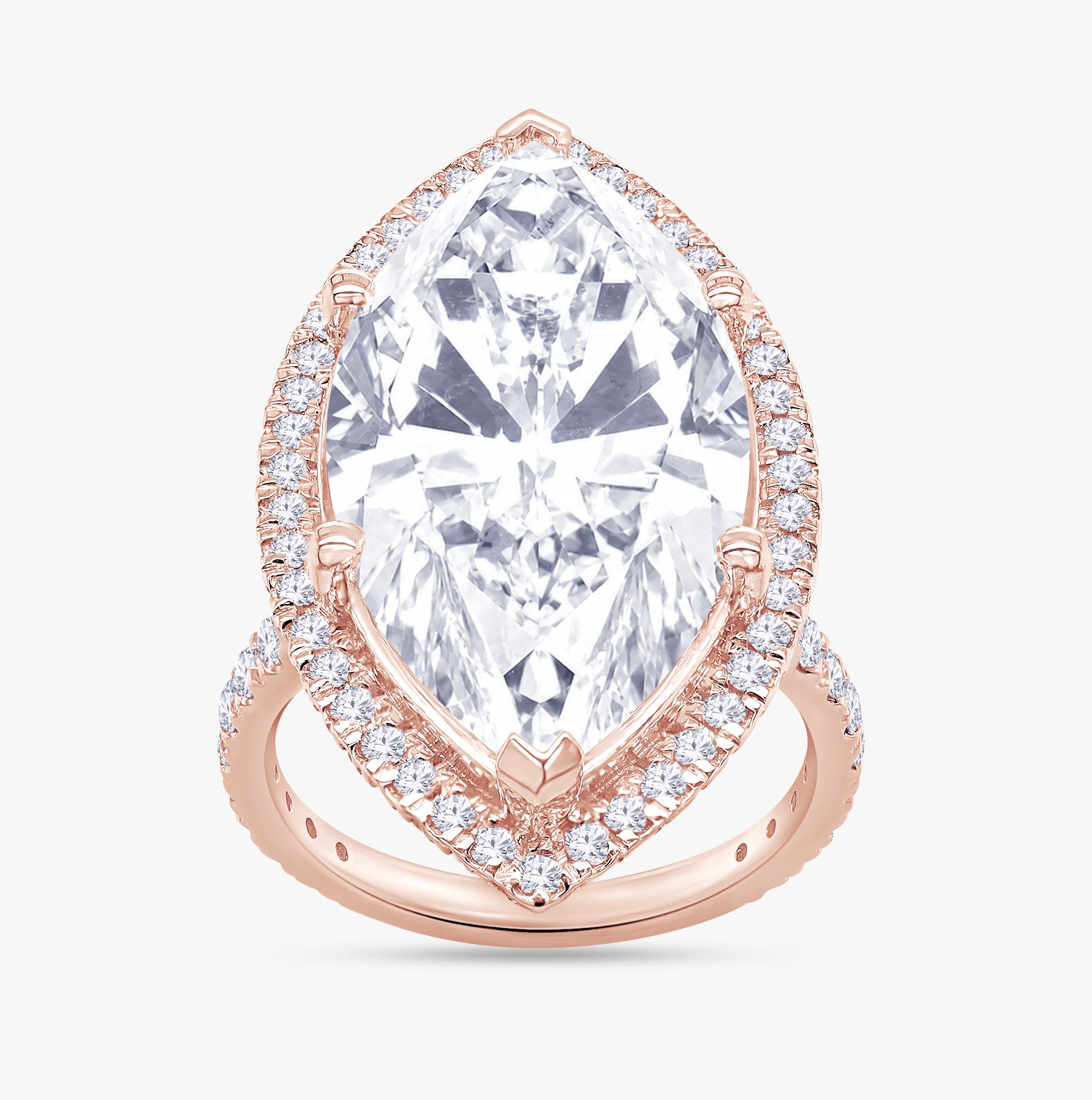 13.00 Carat Marquise and Round Cut Lab Grown Diamond Hidden Halo Ring