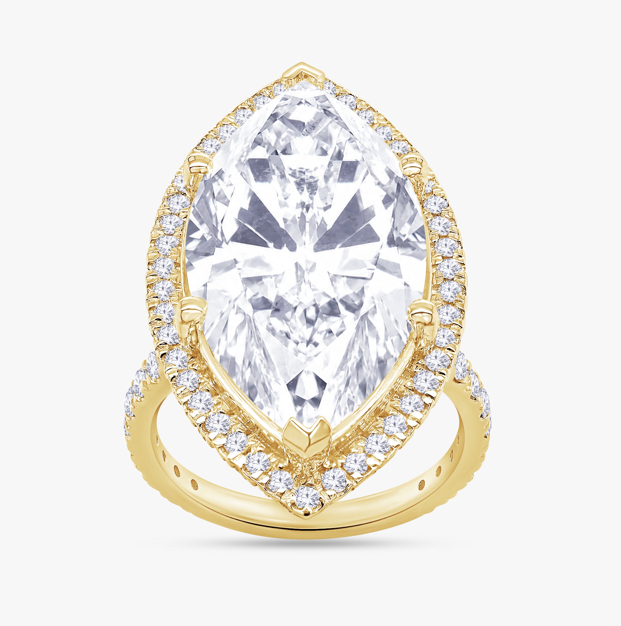 13.00 Carat Marquise and Round Cut Lab Grown Diamond Hidden Halo Ring
