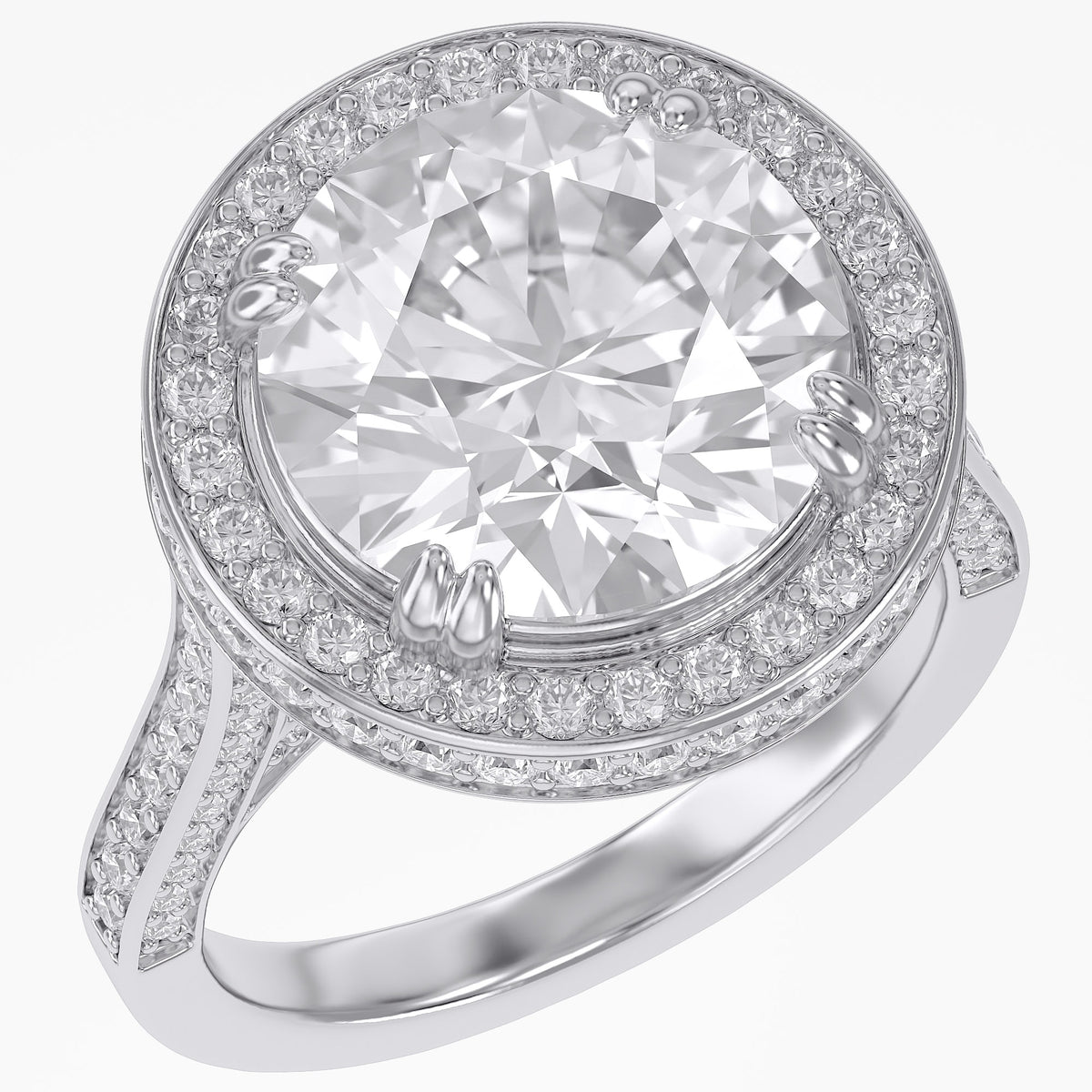 8.40 CTW Round Lab-Grown Diamond Halo Engagement Ring in Yellow Gold