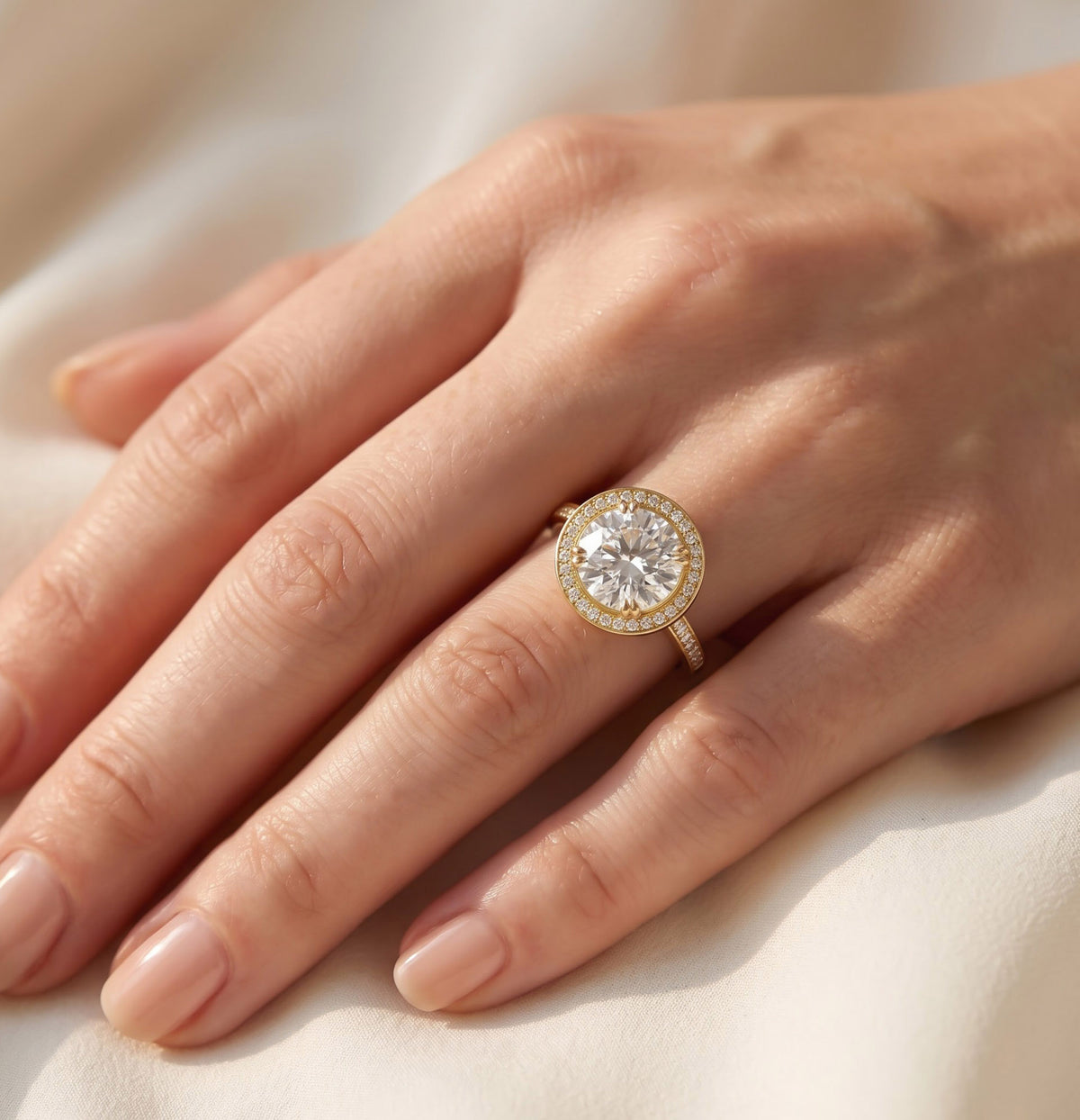 9.00 CTW Round Lab-Grown Diamond Halo  Ring