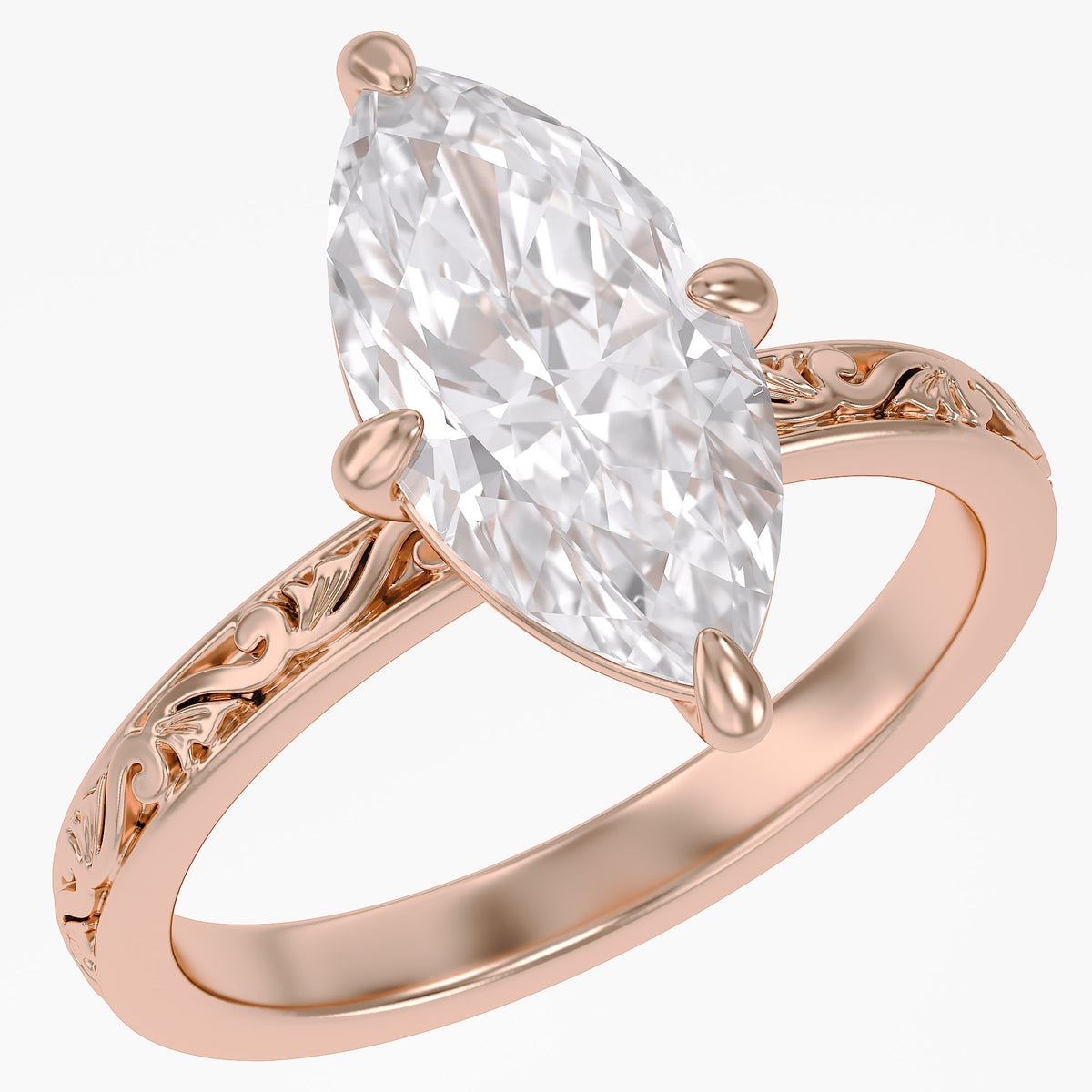 3.05 Carat Marquise Cut Lab Grown Diamond Solitaire Ring