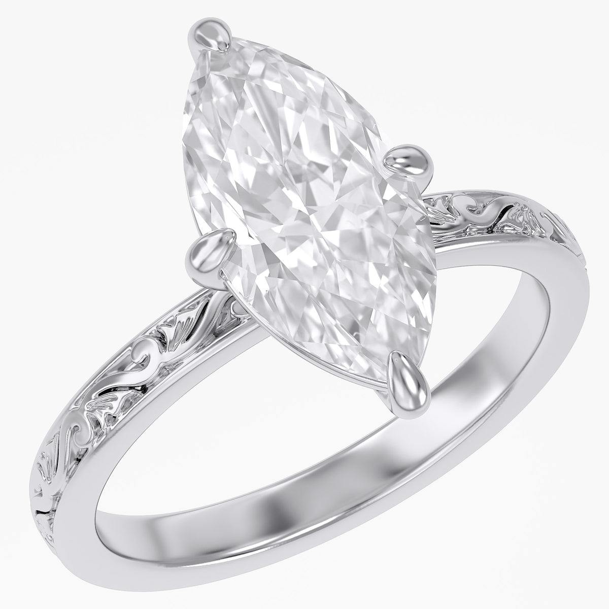 3.05 Carat Marquise Cut Lab Grown Diamond Solitaire Ring