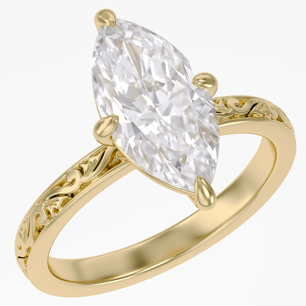 3.05 Carat Marquise Cut Lab Grown Diamond Solitaire Ring