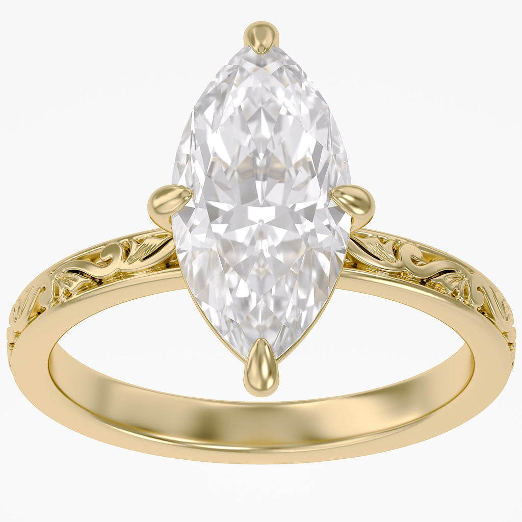 3.05 Carat Marquise Cut Lab Grown Diamond Solitaire Ring