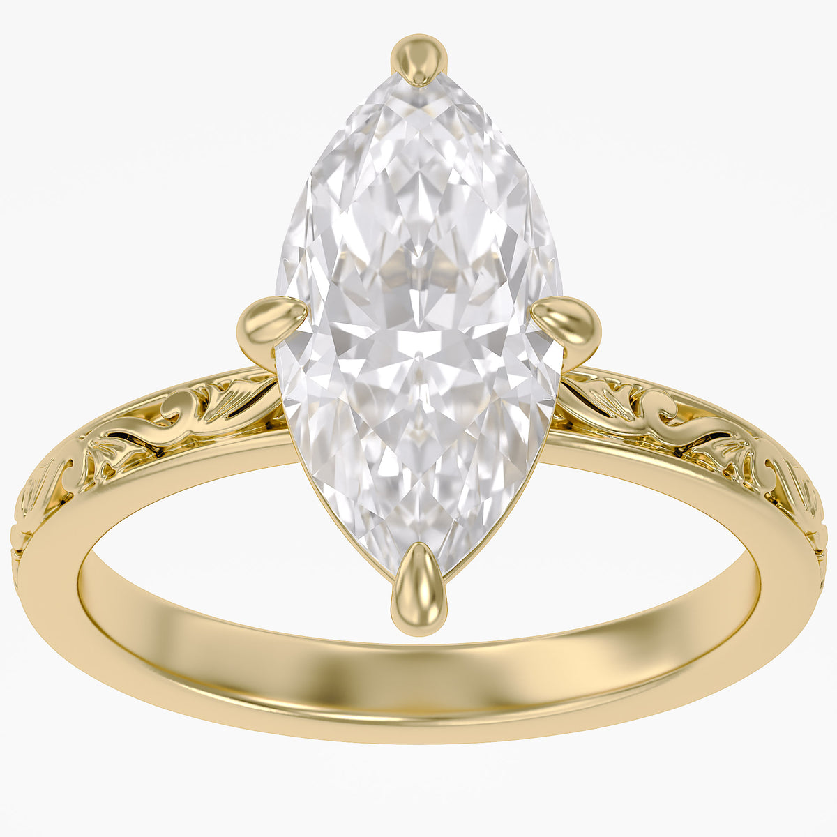 3.05 Carat Marquise Cut Lab Grown Diamond Solitaire Ring