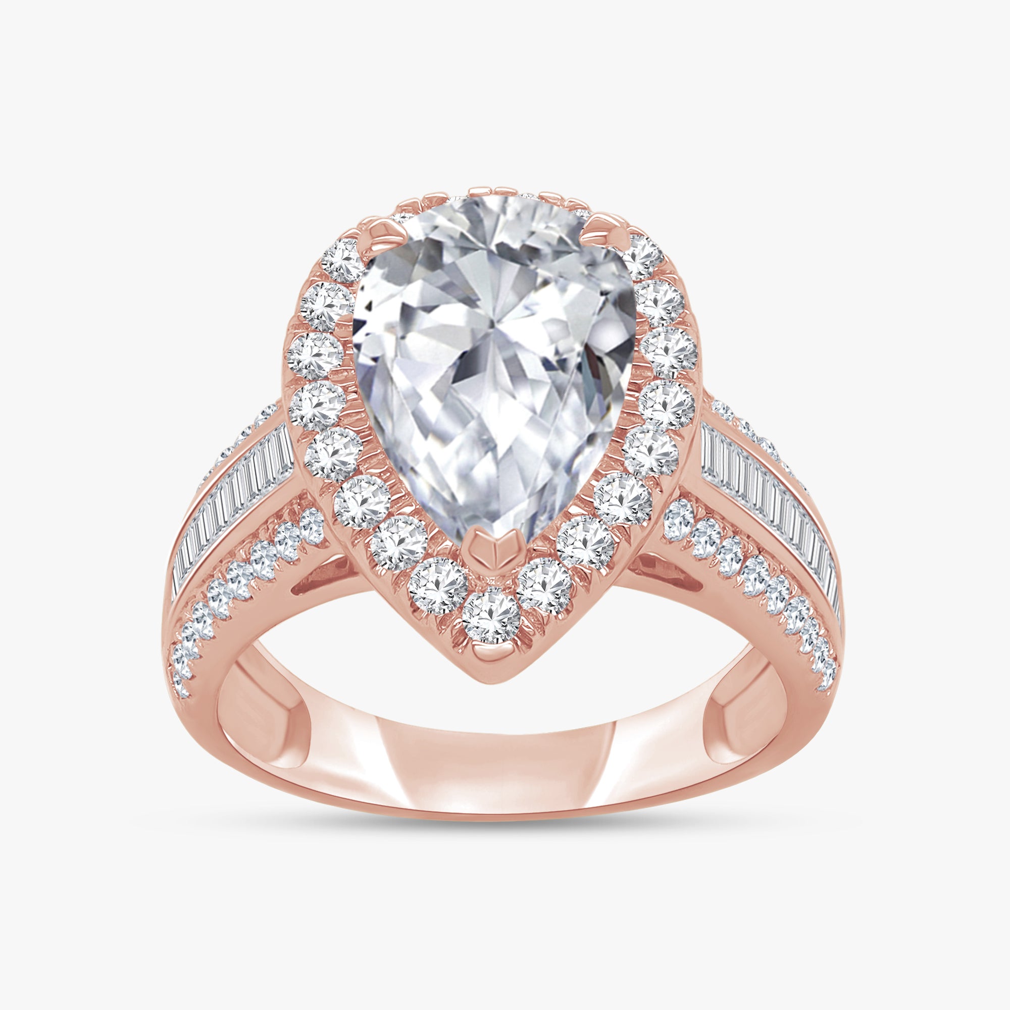 4.29 CTW Pear Cut Lab Grown Diamond Tapered Baguette Ring
