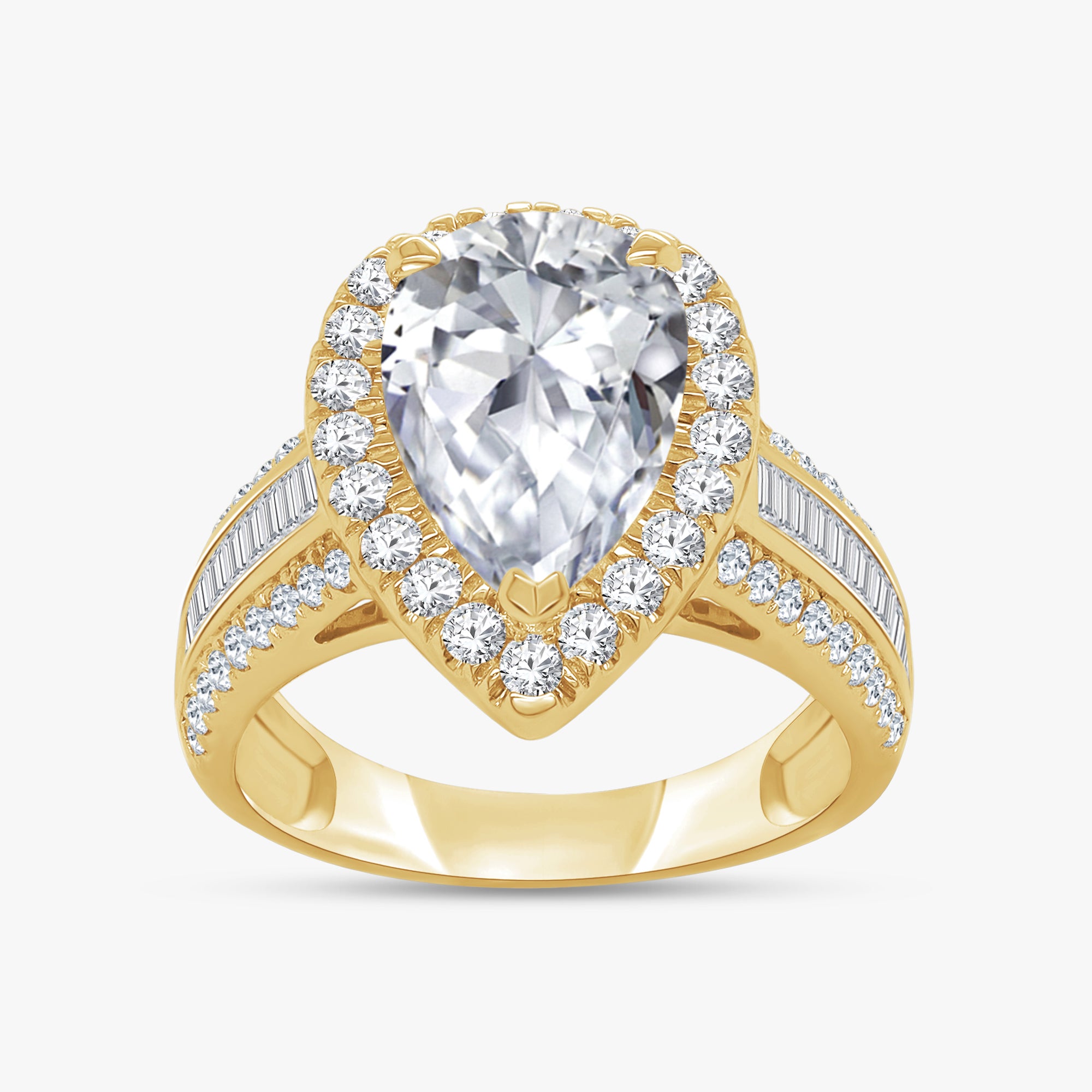 4.29 CTW Pear Cut Lab Grown Diamond Tapered Baguette Ring