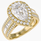 4.20 CTW Pear Cut Lab Grown Diamond Tapered Baguette Ring