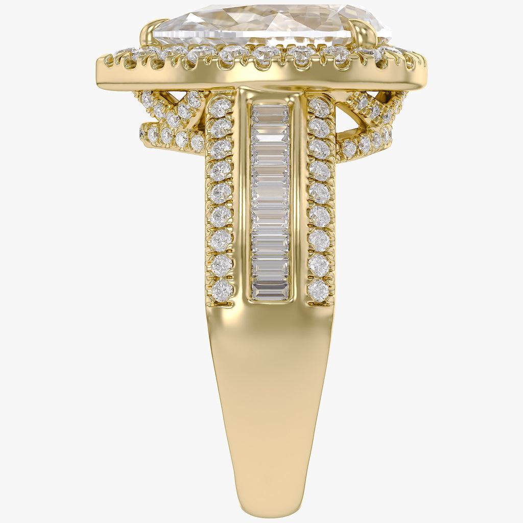 4.20 CTW Pear Cut Lab Grown Diamond Tapered Baguette Ring