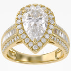 4.20 CTW Pear Cut Lab Grown Diamond Tapered Baguette Ring