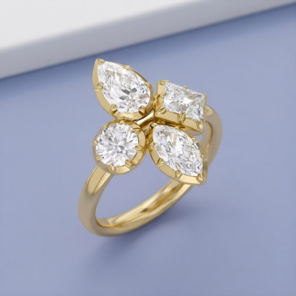 2.80 Carat Multi-Shape Lab-Grown Diamond Cluster Ring