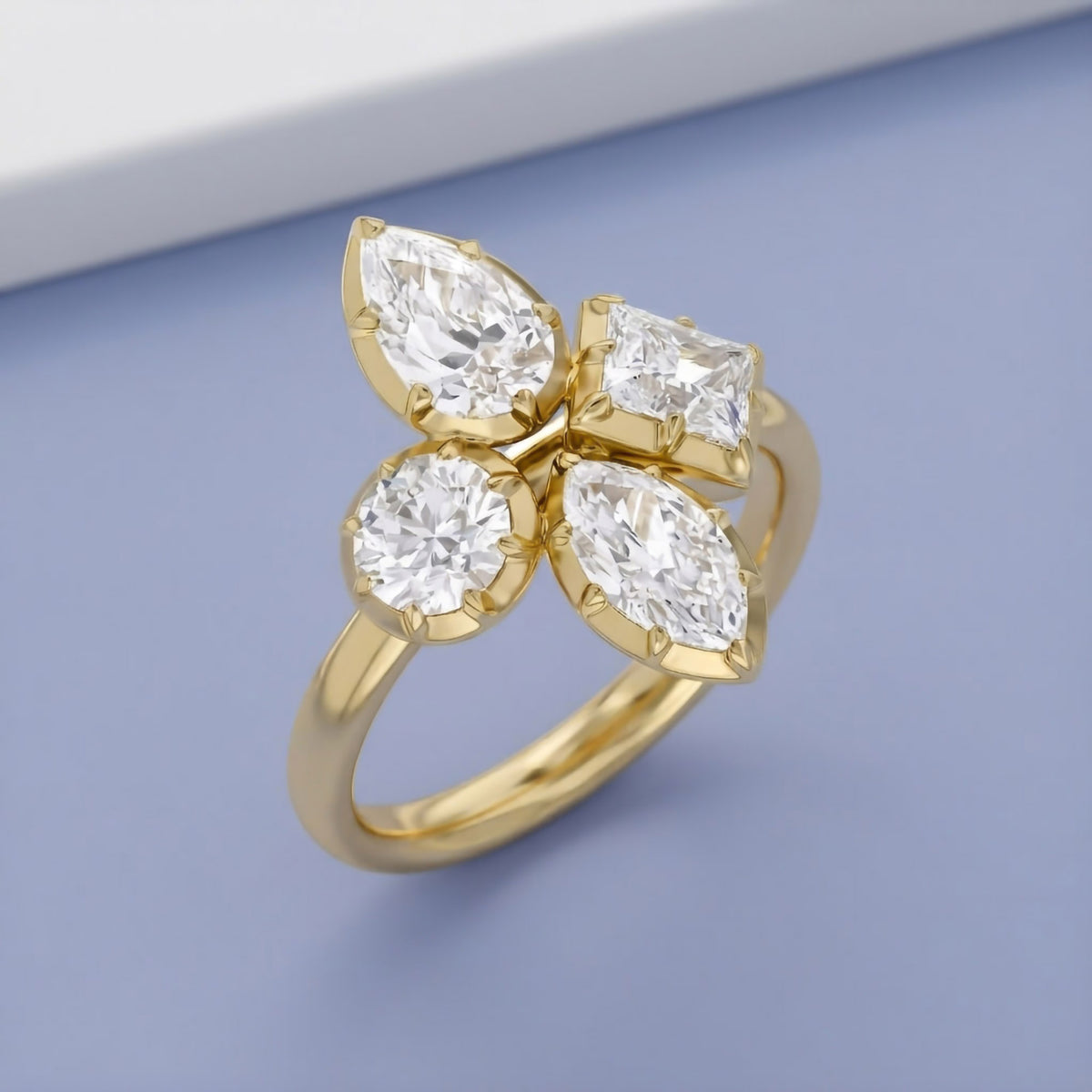 2.80 Carat Multi-Shape Lab-Grown Diamond Cluster Ring