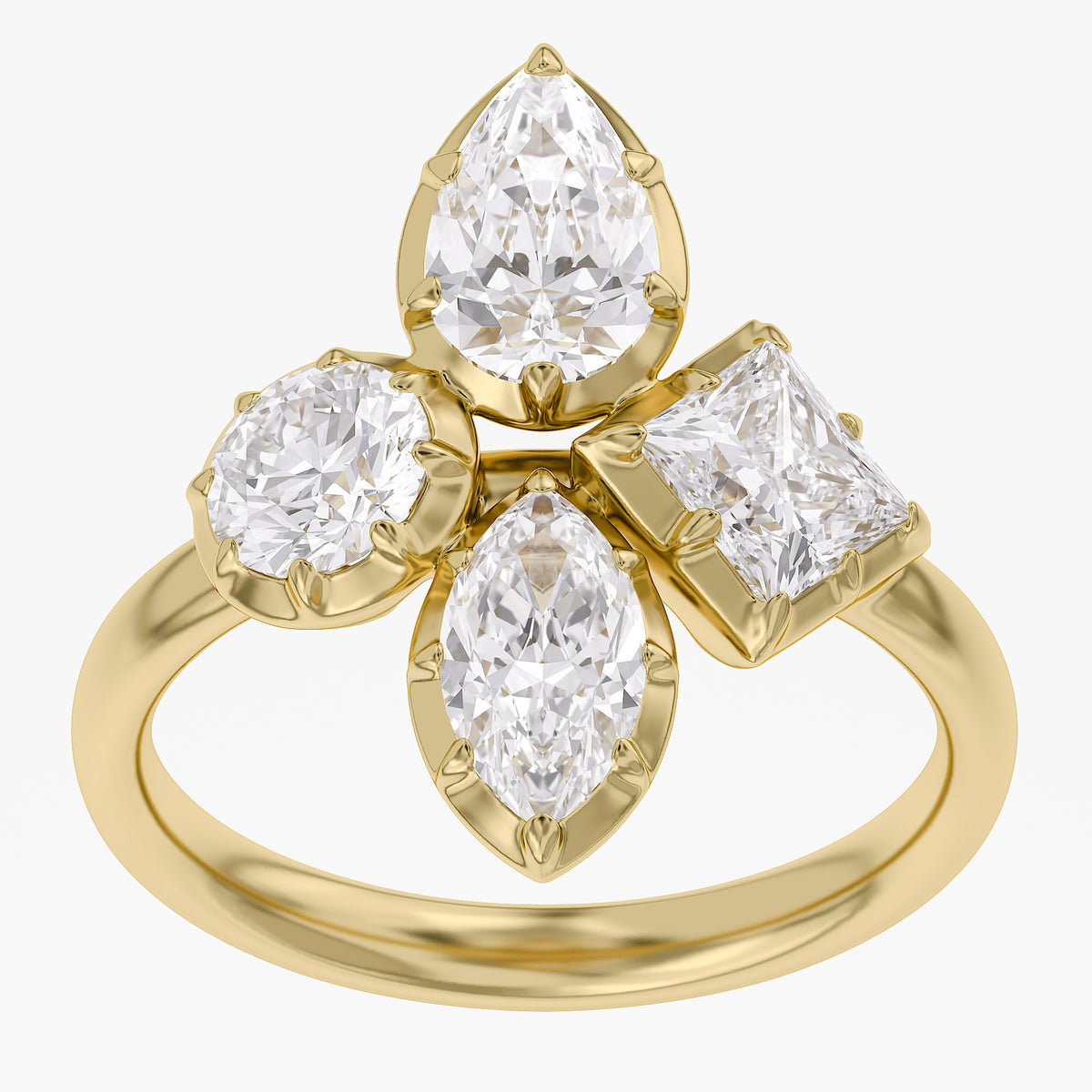 2.80 Carat Multi-Shape Lab-Grown Diamond Cluster Ring