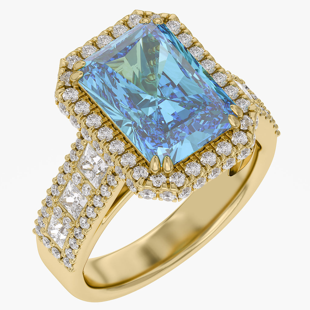 6.77 CTW Princess Cut Lab Grown Diamond Halo Ring