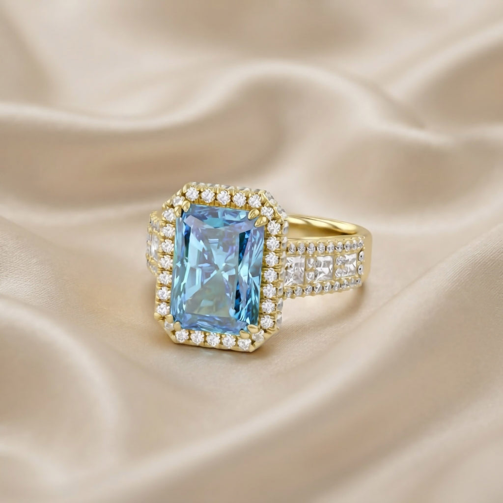 6.77 CTW Princess Cut Lab Grown Diamond Halo Ring