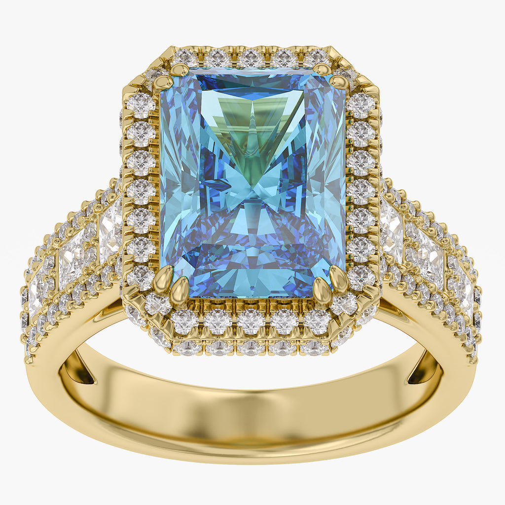 6.77 CTW Princess Cut Lab Grown Diamond Halo Ring