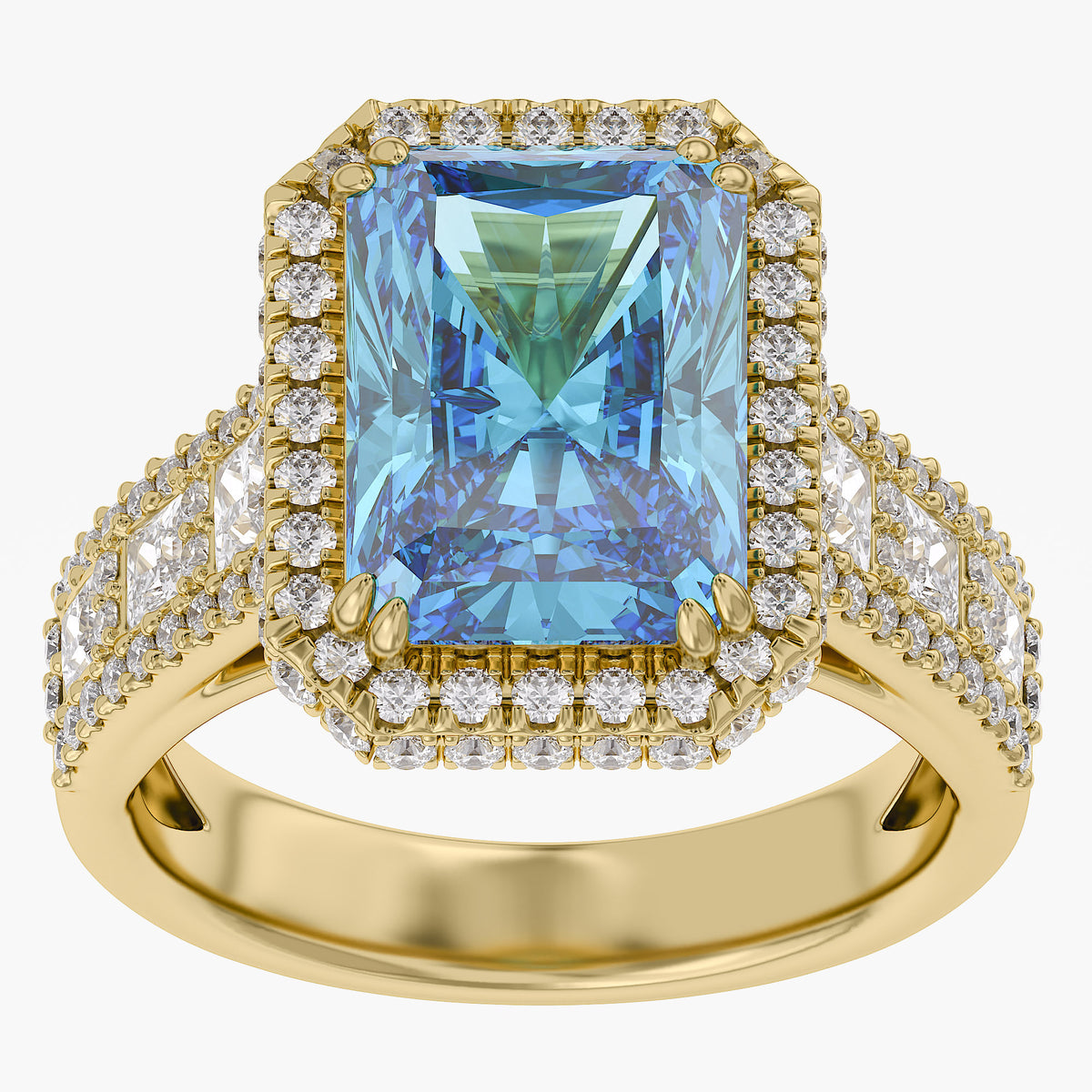 6.77 CTW Princess Cut Lab Grown Diamond Halo Ring