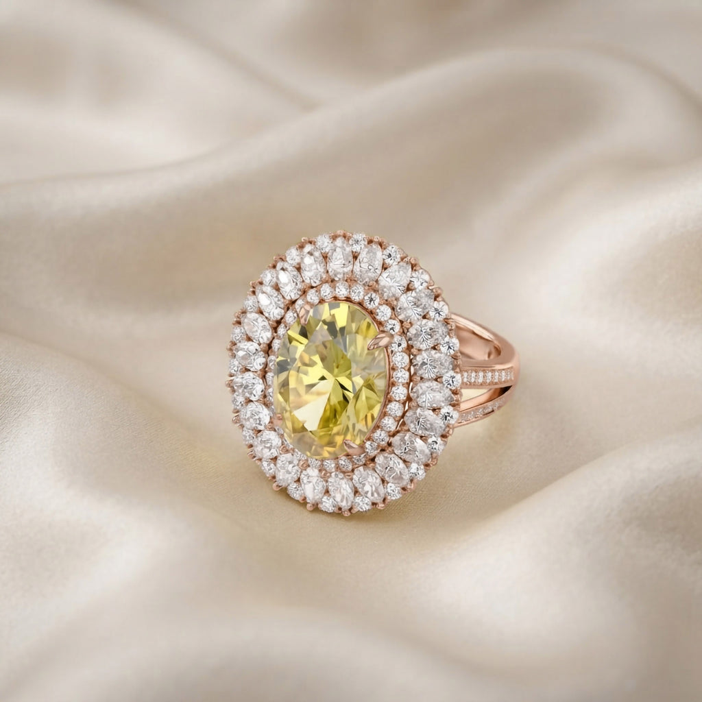 11.00 CT Oval Cut Lab Grown Diamond Split Shank Halo Engagement Ring