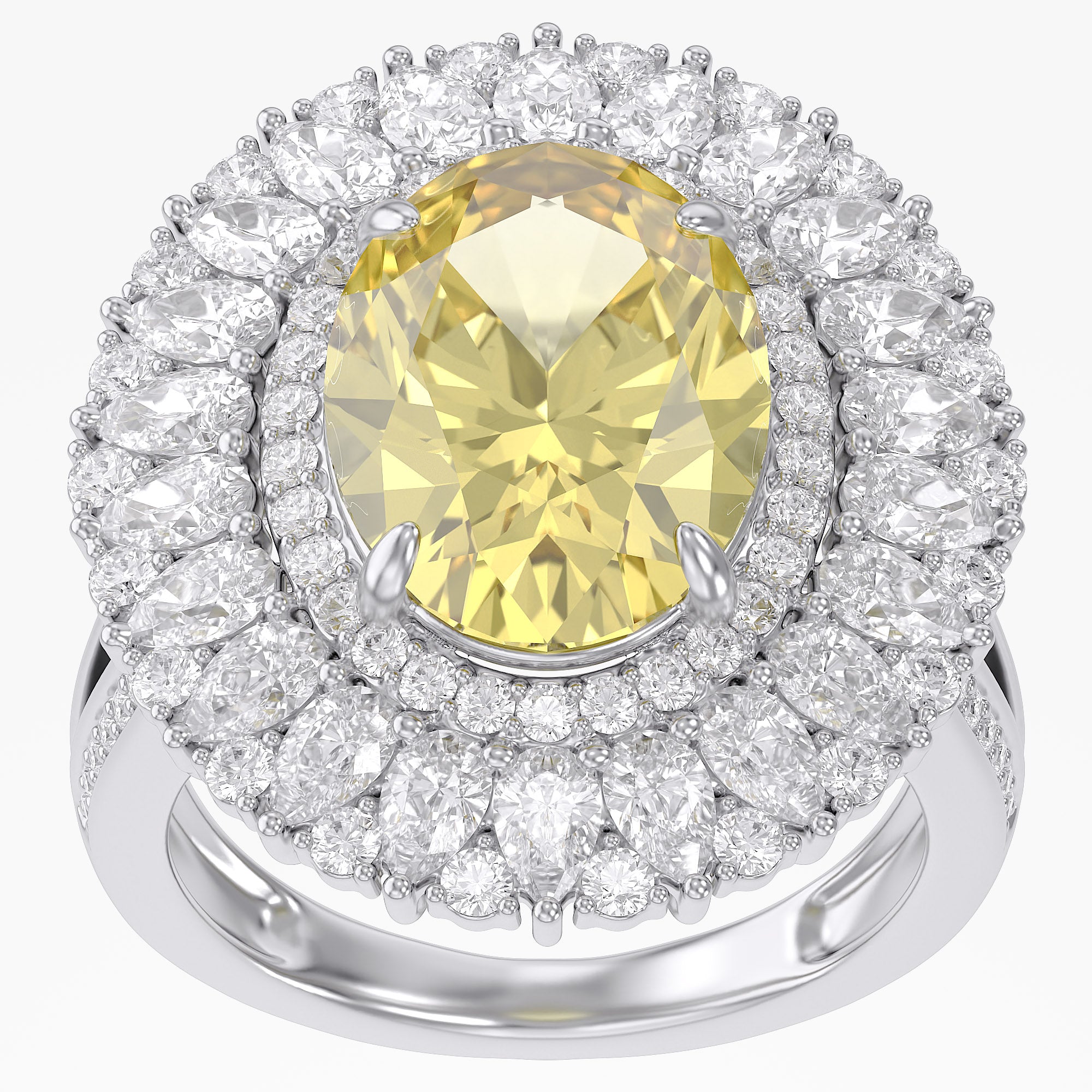11.00 CT Oval Cut Lab Grown Diamond Split Shank Halo Engagement Ring