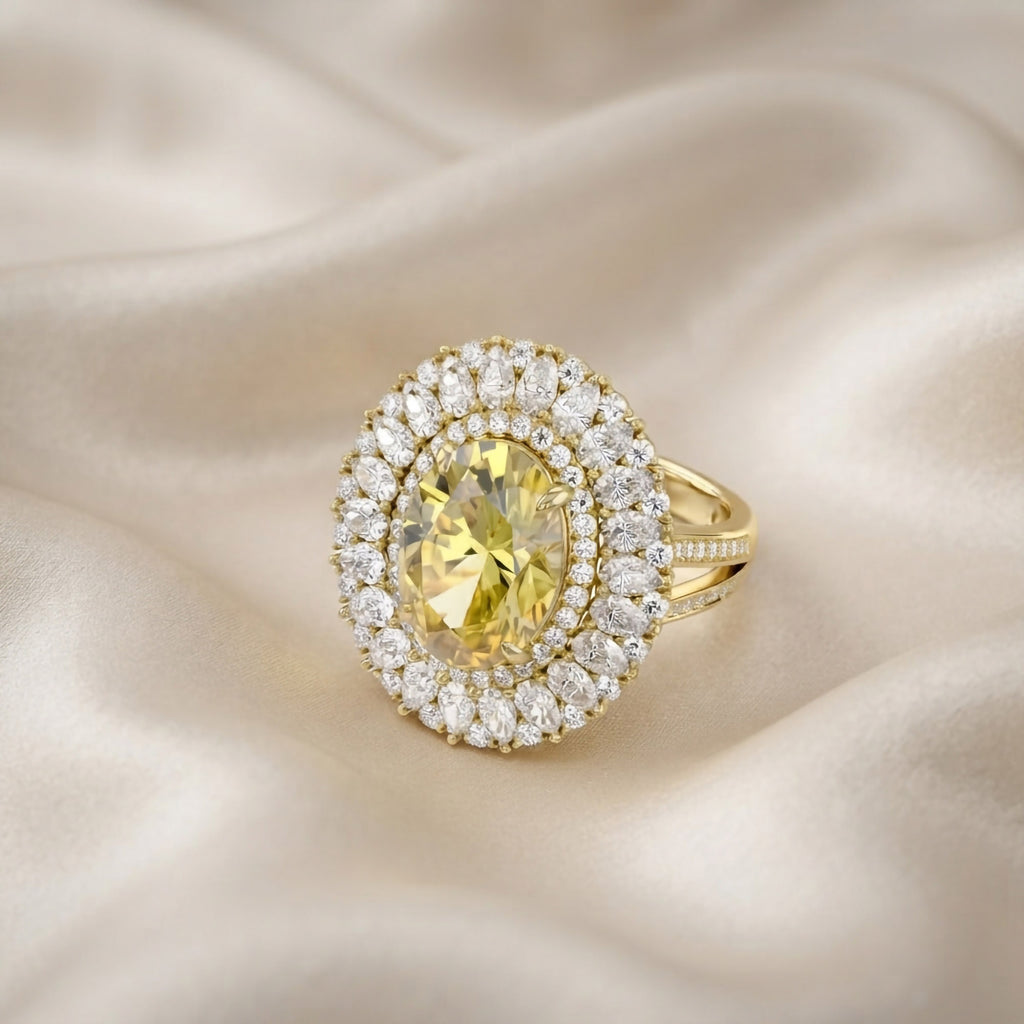 11.00 CT Oval Cut Lab Grown Diamond Split Shank Halo Engagement Ring