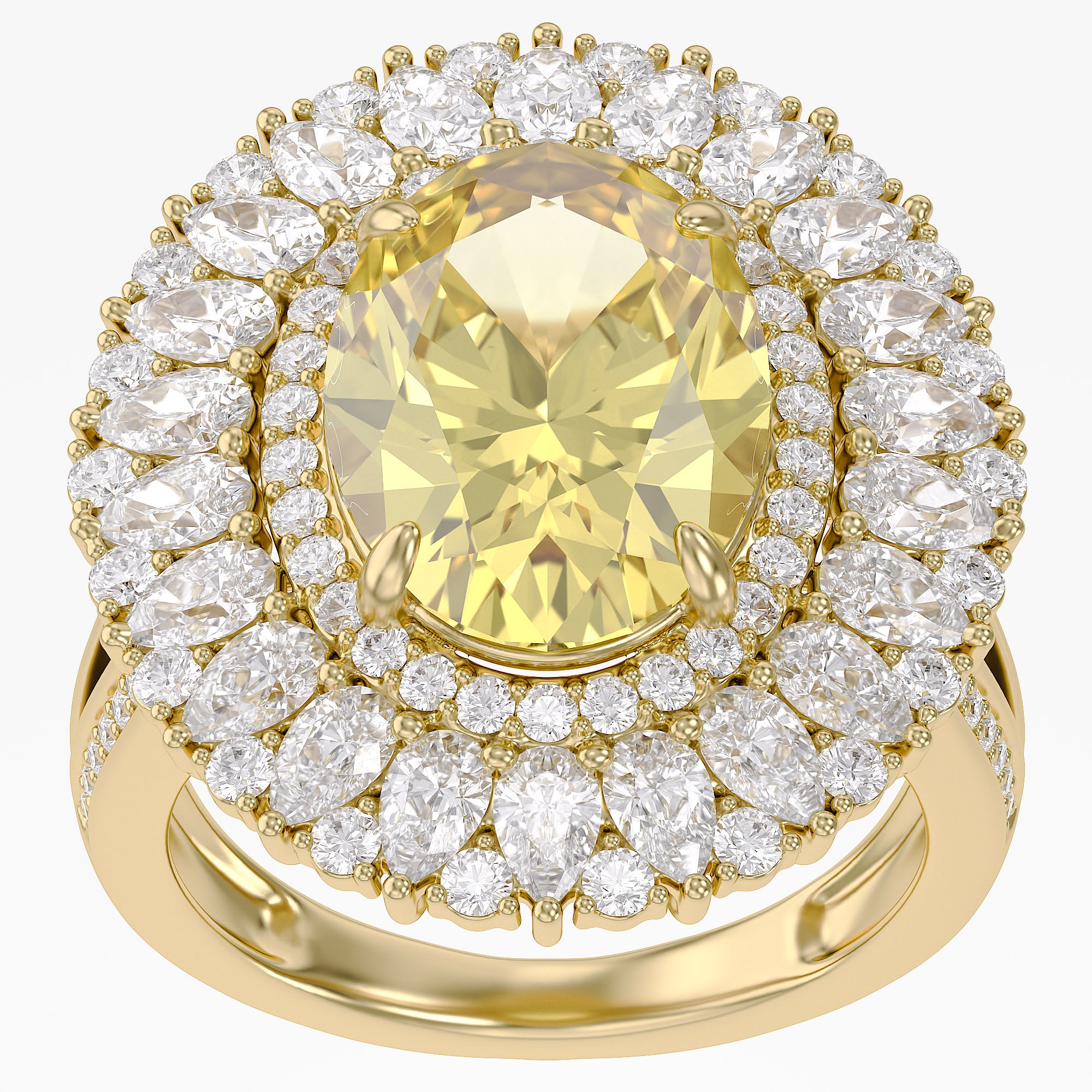 11.00 CT Oval Cut Lab Grown Diamond Split Shank Halo Engagement Ring