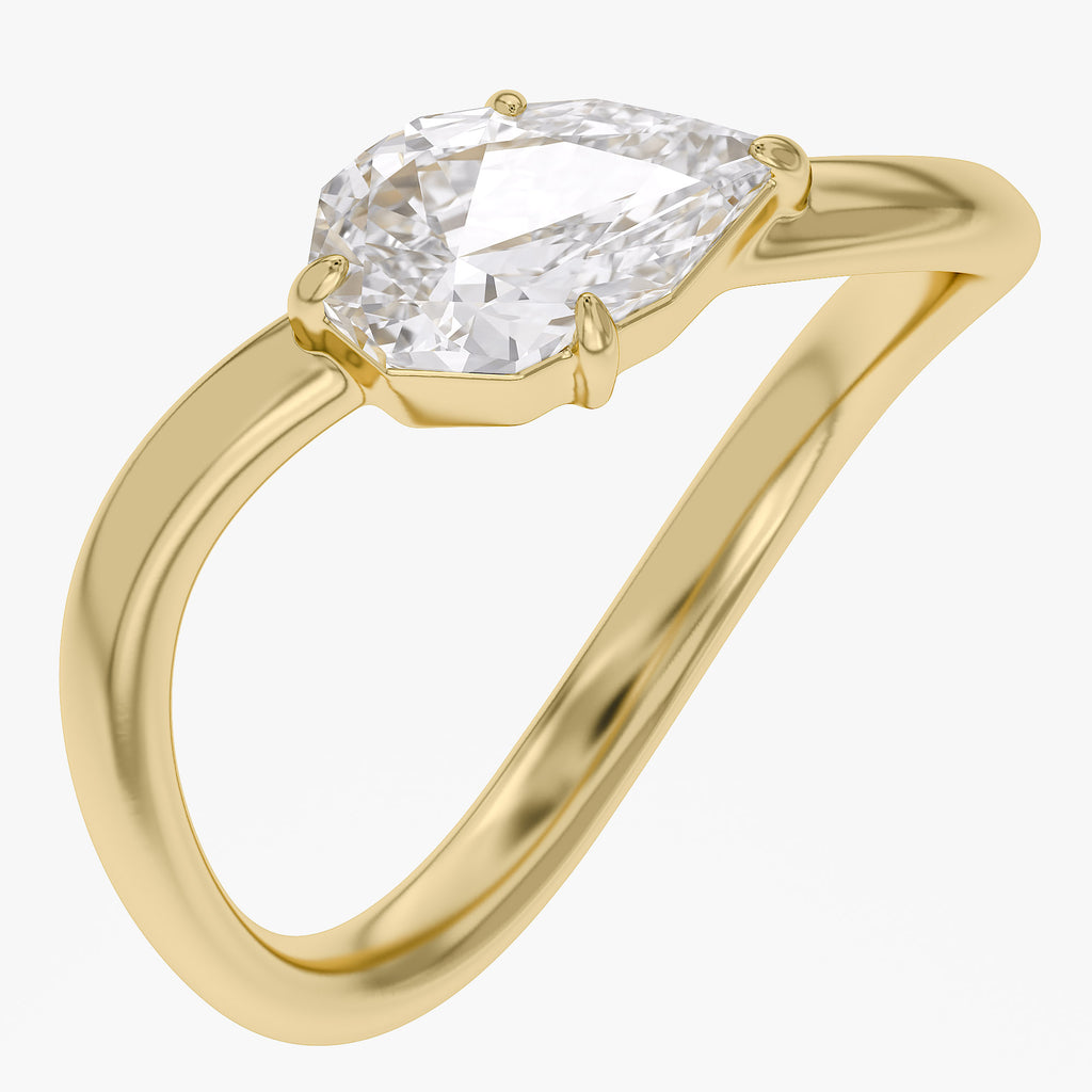 1.00 CTW Pear Cut Lab Grown Diamond Wave Ring