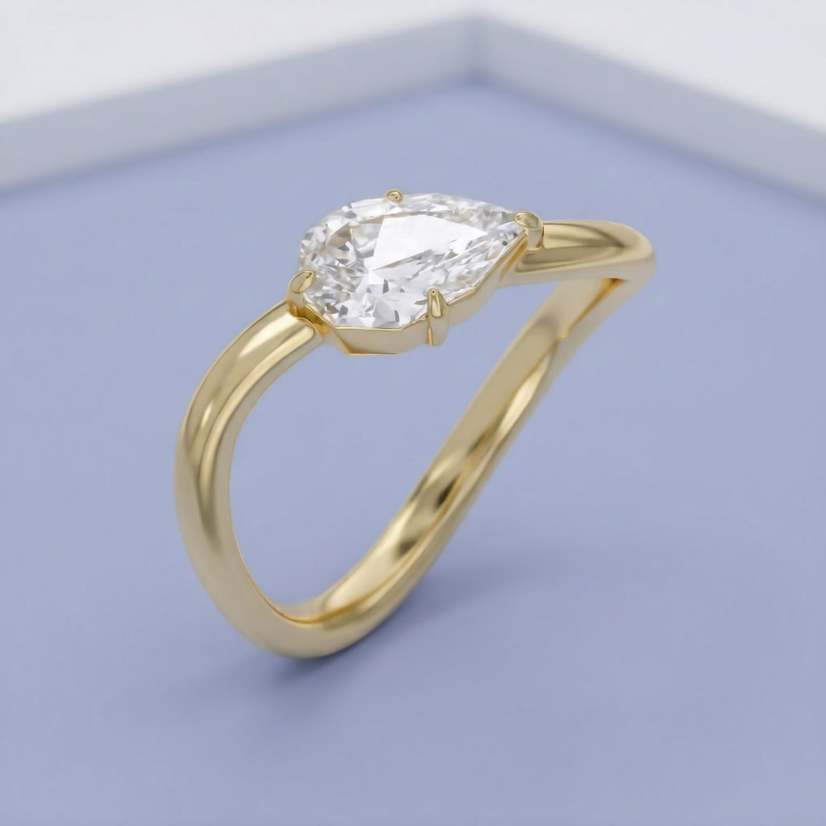 1.00 CTW Pear Cut Lab Grown Diamond Wave Ring