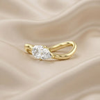 1.00 CTW Pear Cut Lab Grown Diamond Wave Ring