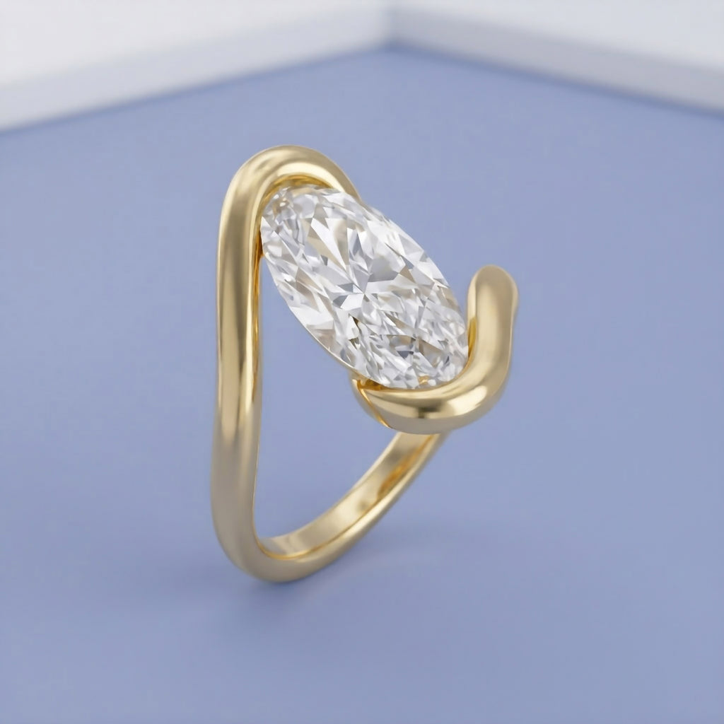 3.00 CTW Oval Lab Grown Diamond Swirl Bypass Ring