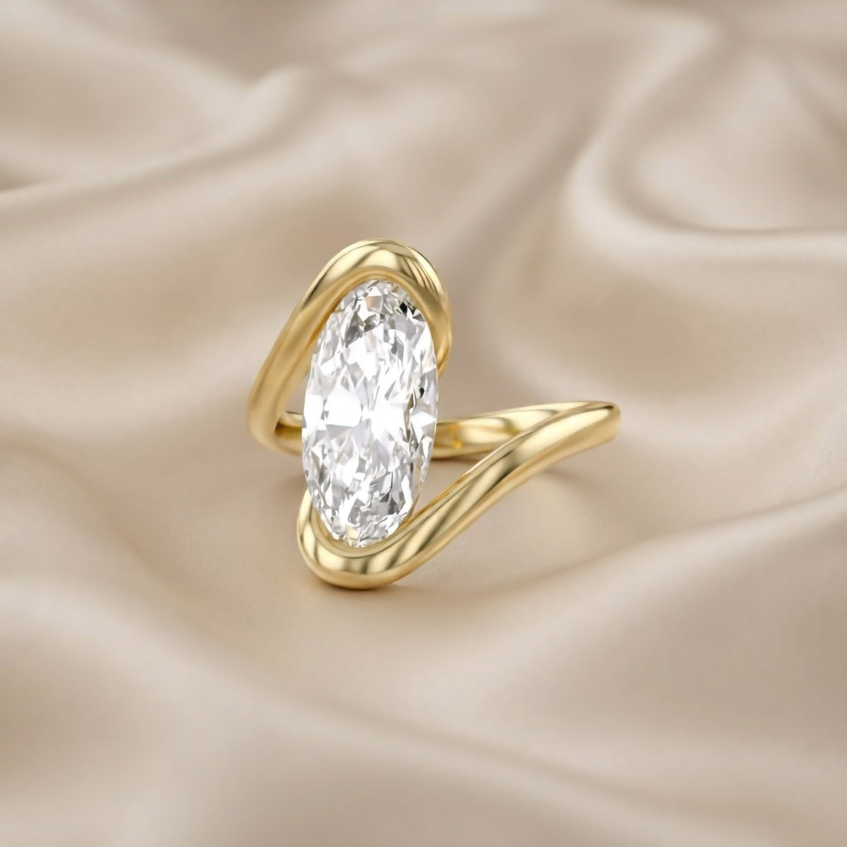 3.00 CTW Oval Lab Grown Diamond Swirl Bypass Ring
