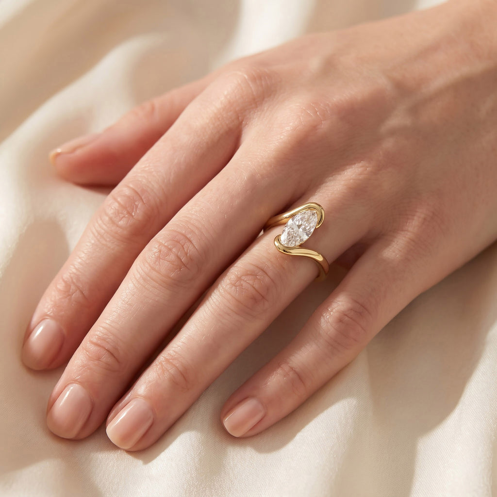 3.00 CTW Oval Lab Grown Diamond Swirl Bypass Ring