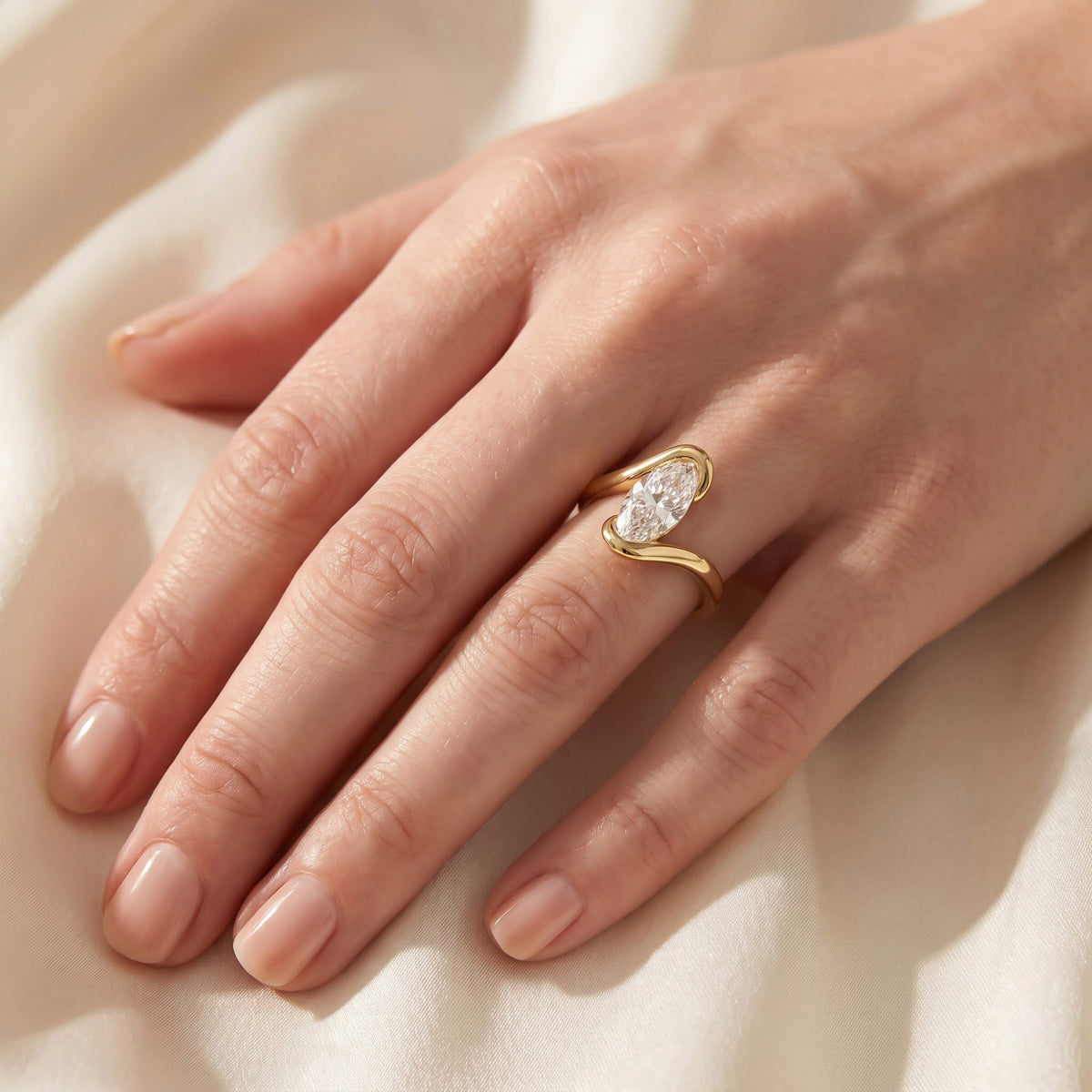 3.00 CTW Oval Lab Grown Diamond Swirl Bypass Ring