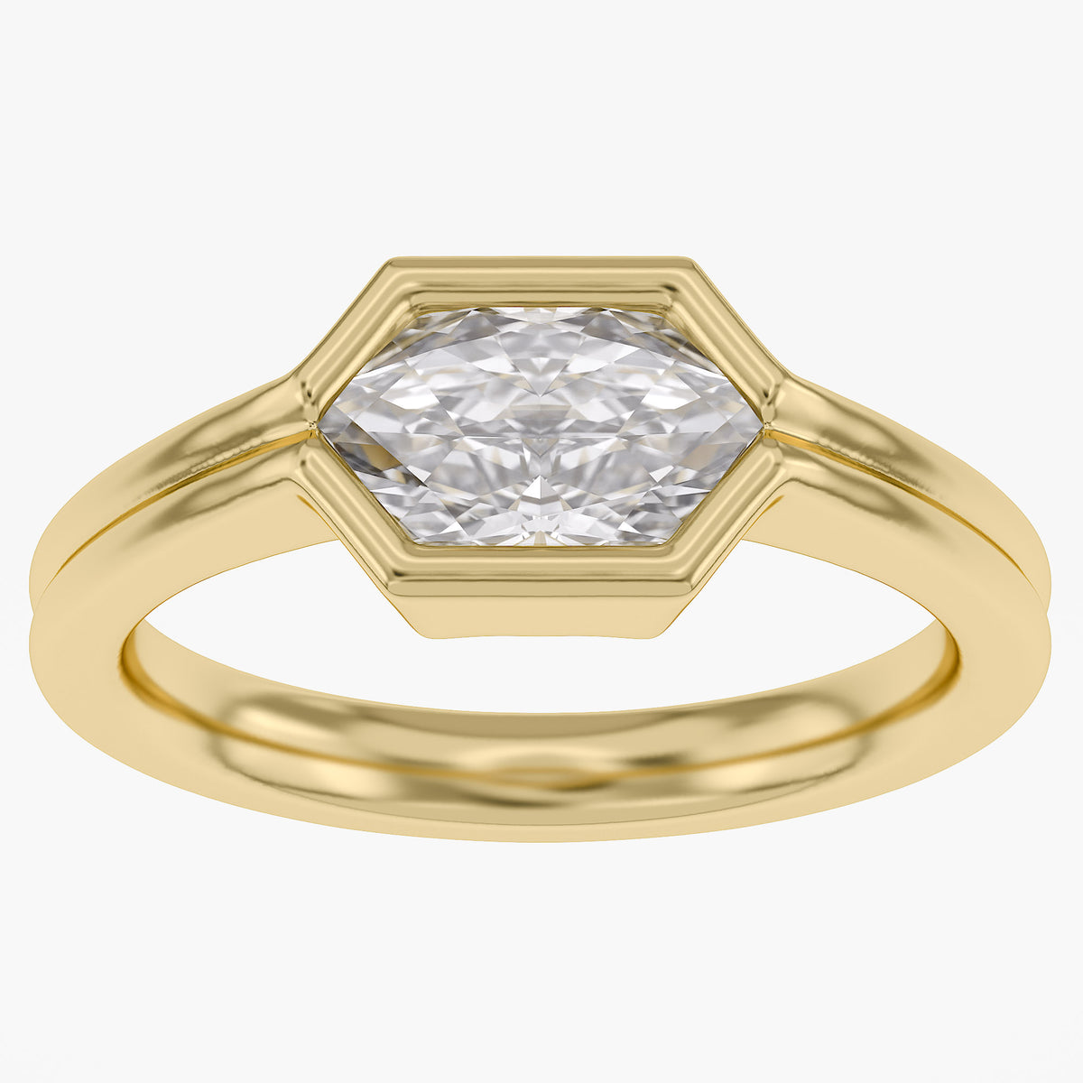 1.00 CTW Hexagon Lab Grown Diamond Bezel Set Solitaire Ring