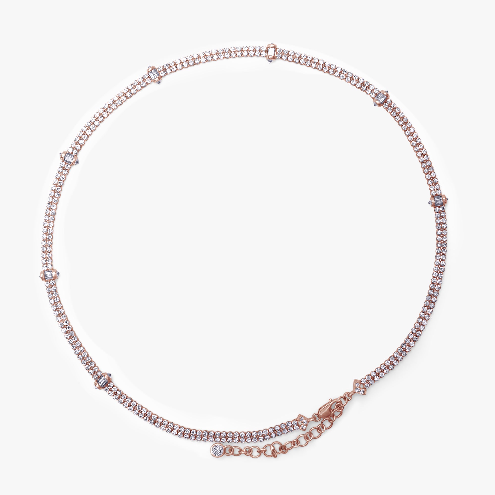 7.00 Carat Baguette and Round Cut Lab Grown Diamond Teniss Necklace
