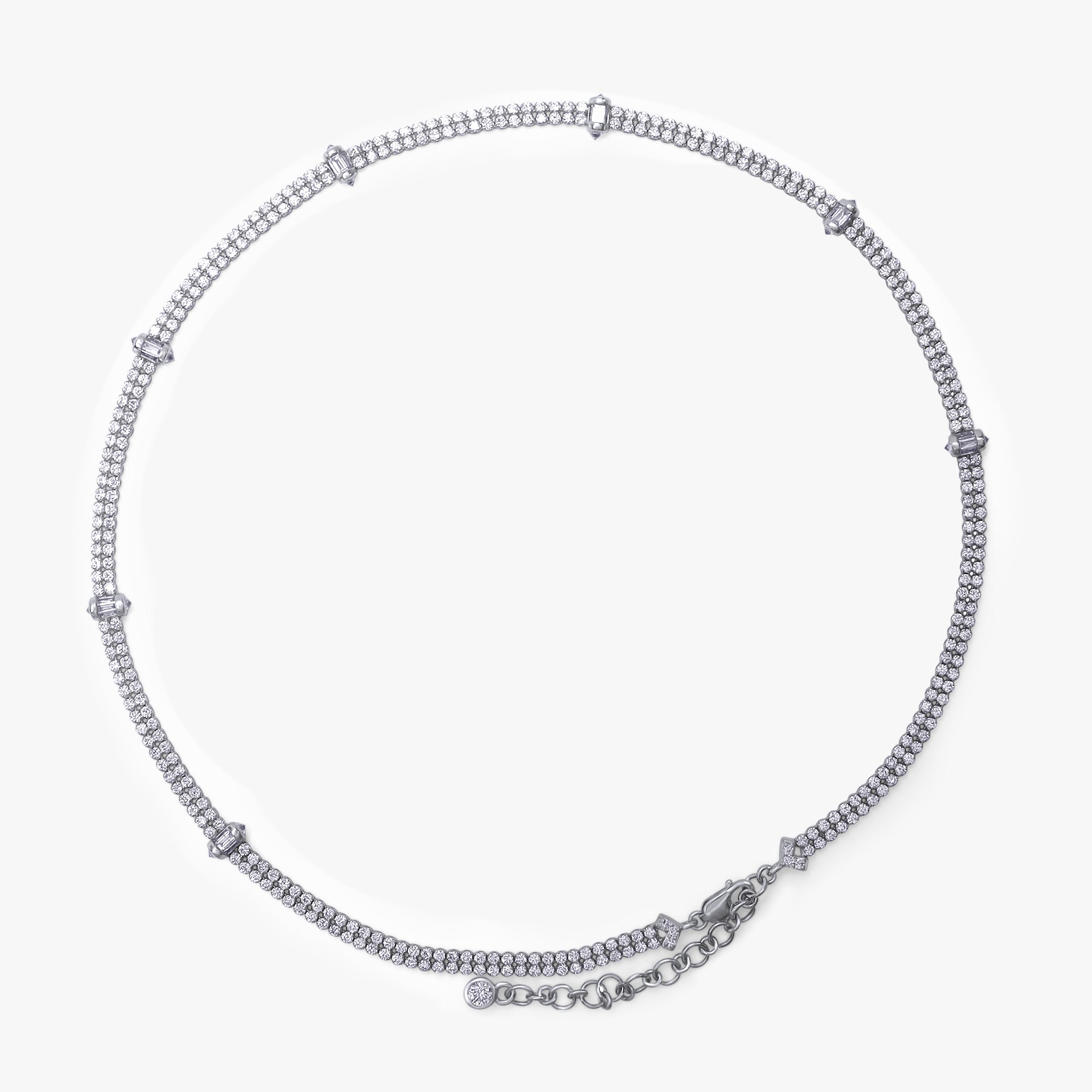 7.00 Carat Baguette and Round Cut Lab Grown Diamond Teniss Necklace