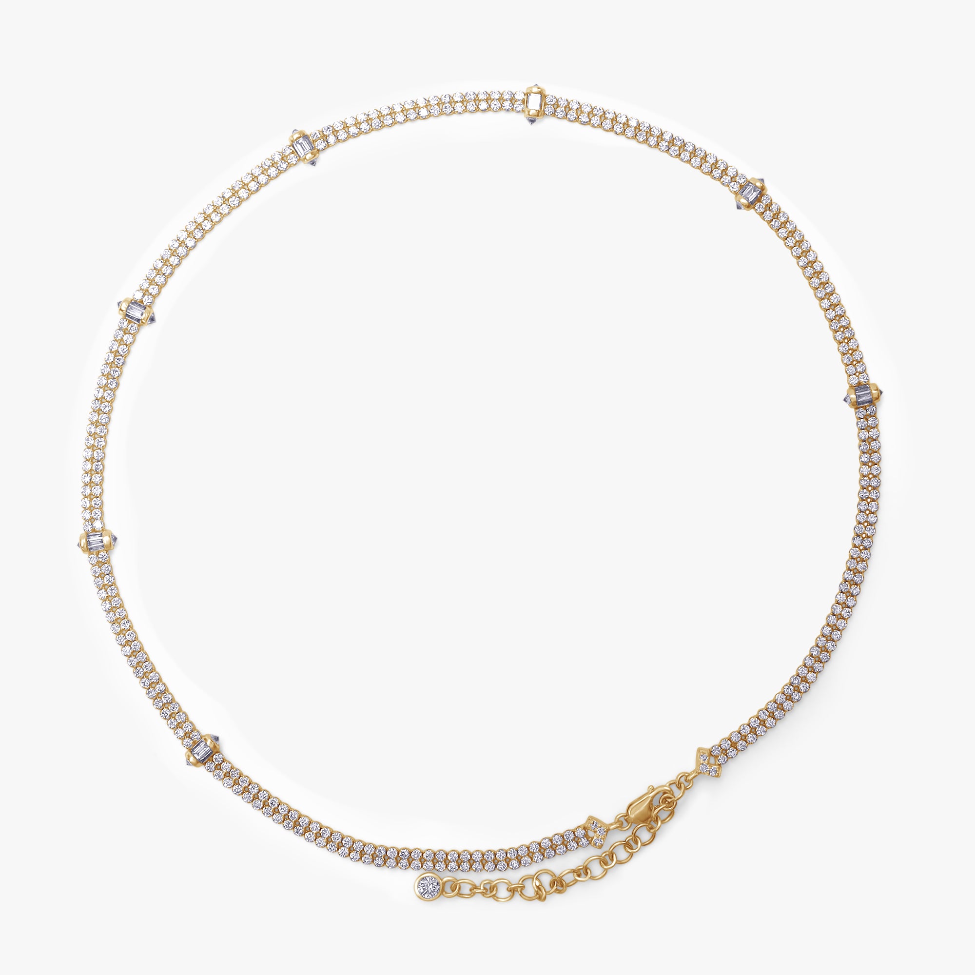 7.00 Carat Baguette and Round Cut Lab Grown Diamond Teniss Necklace