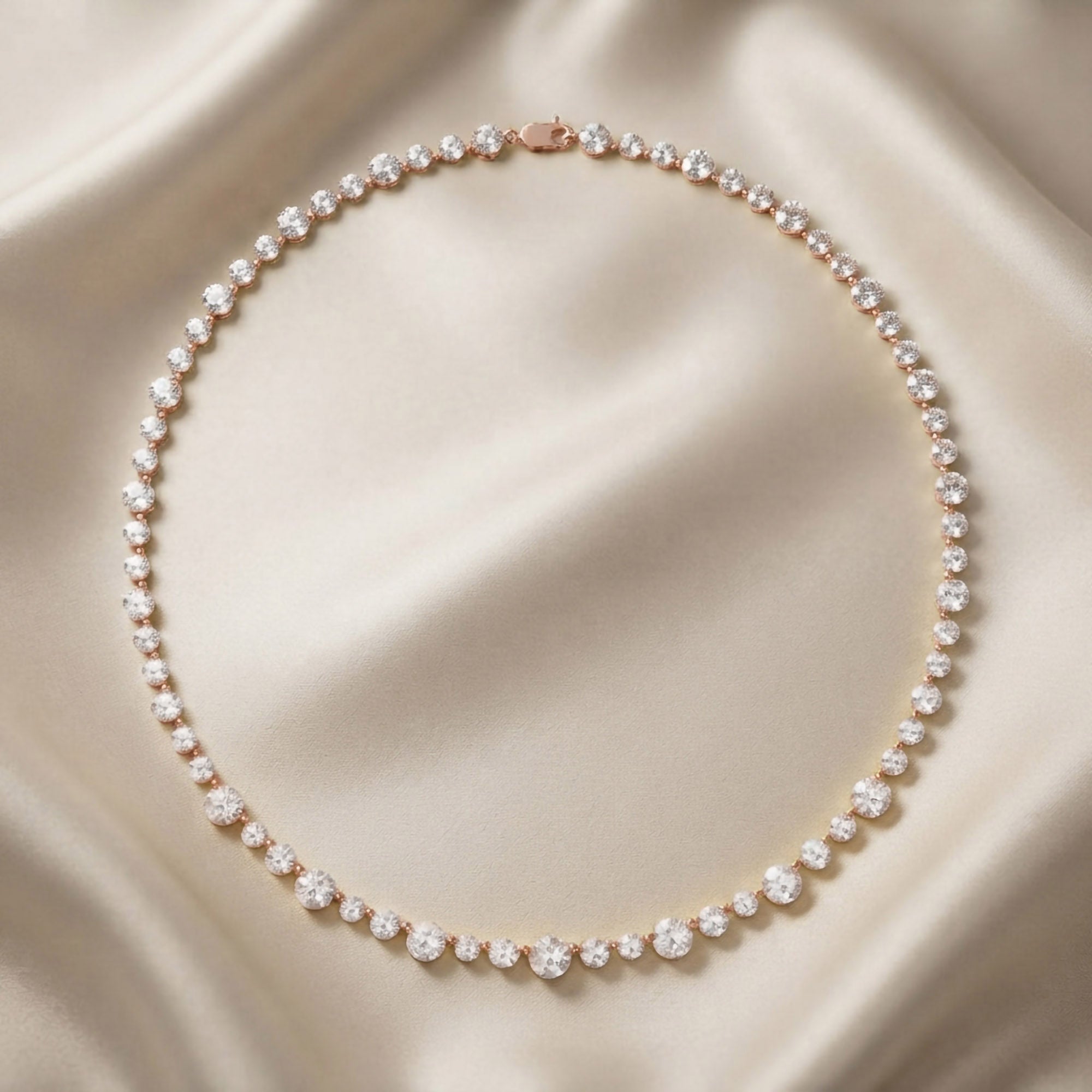10.25 Carat Round Cut Lab Grown Diamond Tennis Necklace